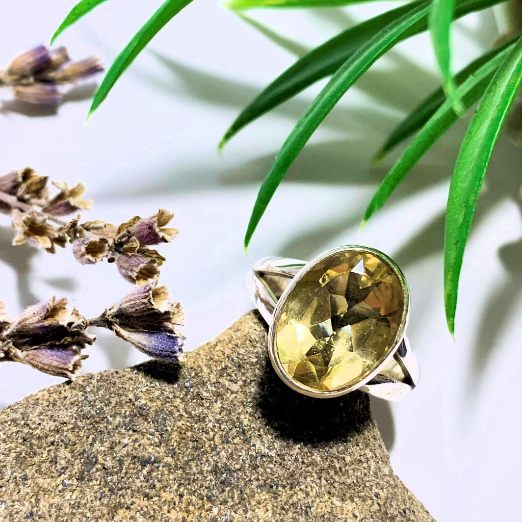 Citrine Faceted Ring in Sterling Silver (Size 6) - Earth Family Crystals
