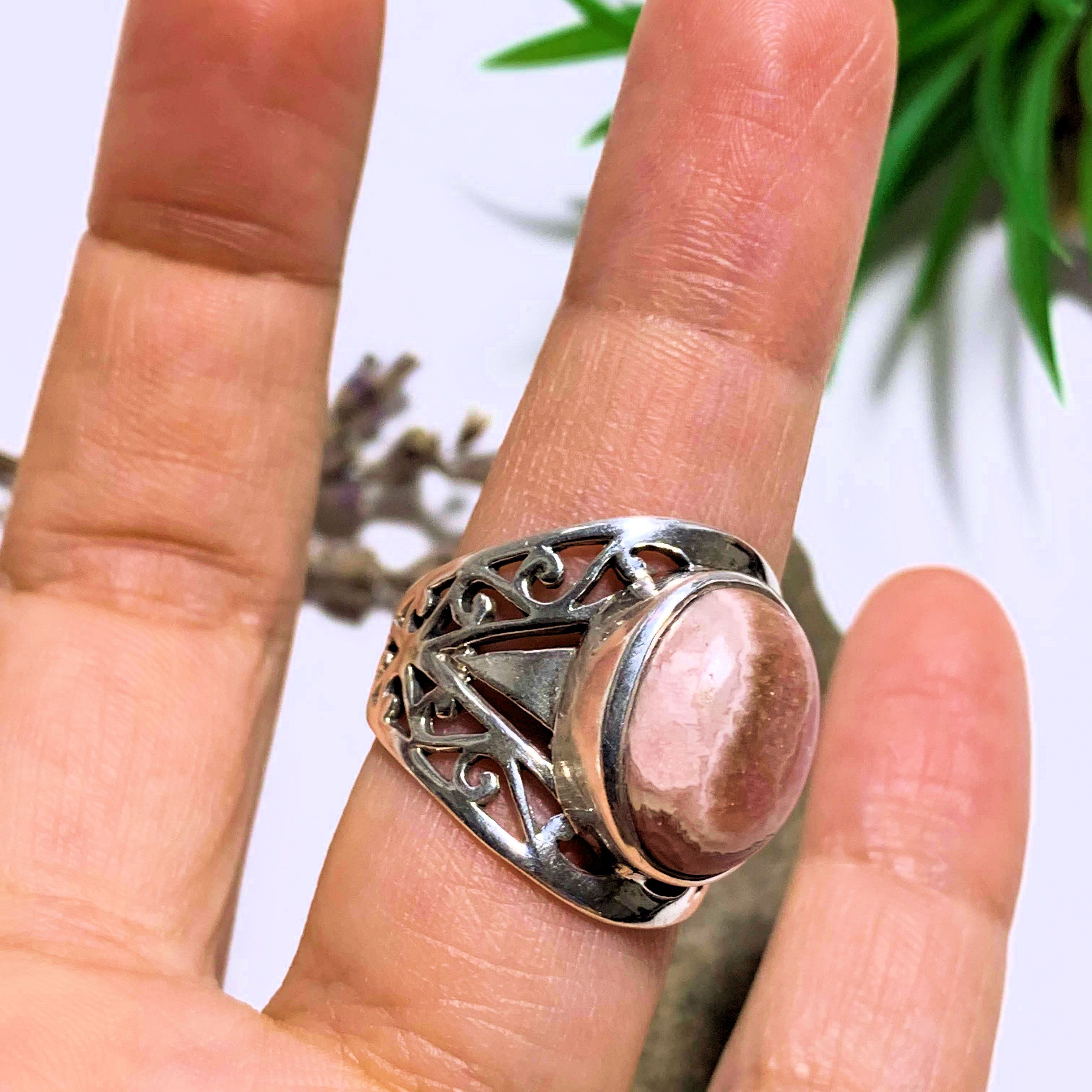 Rhodochrosite Elegance Sterling Silver Ring (Size 9) - Earth Family Crystals