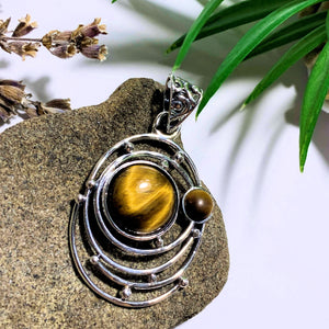 Tiger Eye Elegant Sterling Silver Pendant (Includes Silver Chain) - Earth Family Crystals