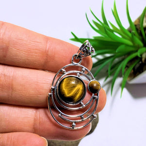 Tiger Eye Elegant Sterling Silver Pendant (Includes Silver Chain) - Earth Family Crystals