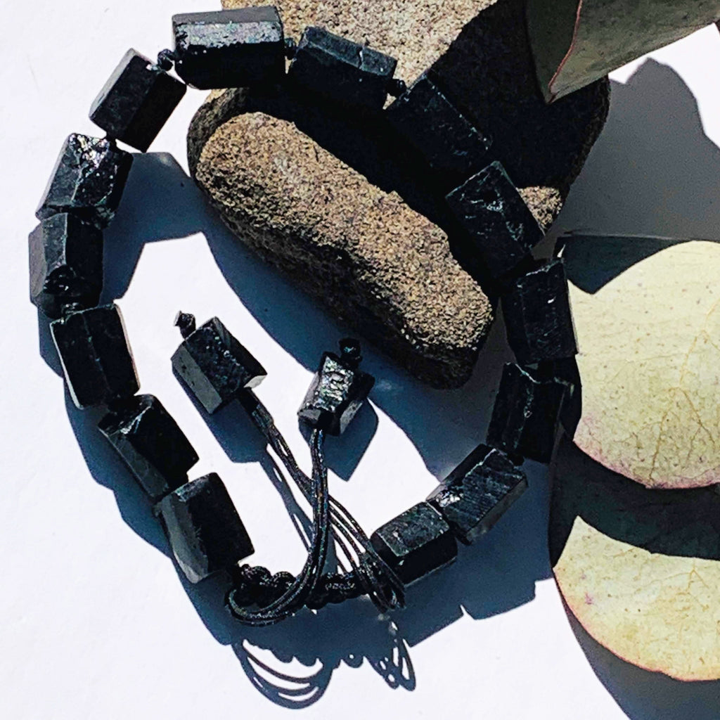 Extreme Protection & Grounding Raw Black Tourmaline Adjustable Bracelet - Earth Family Crystals