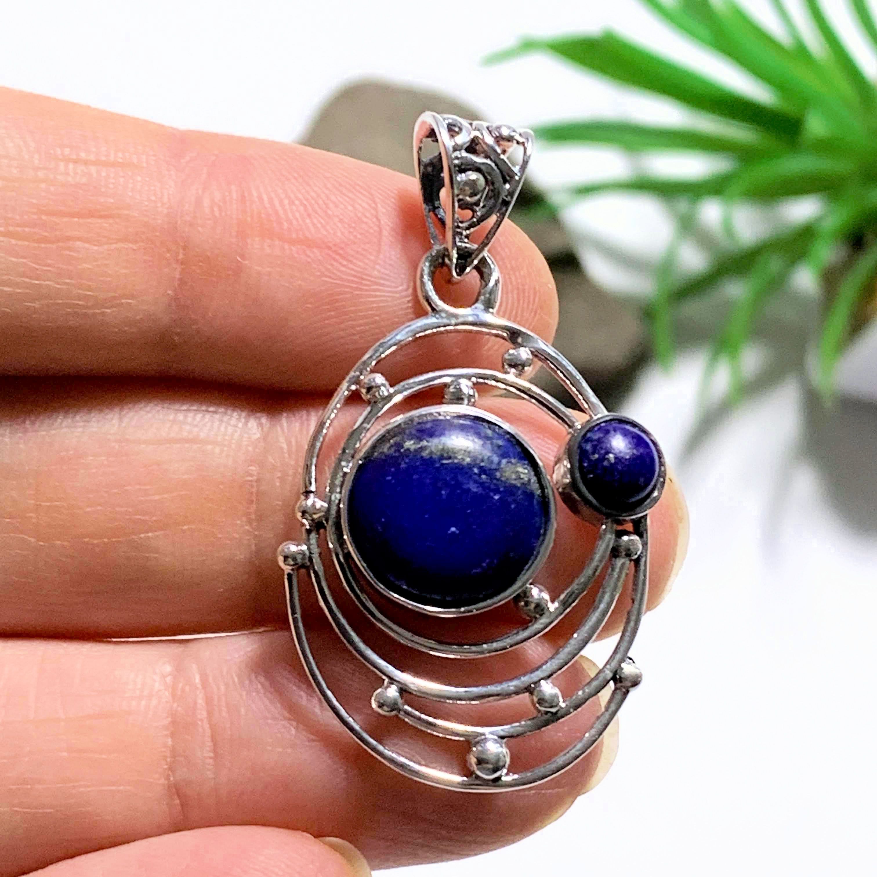 Deep Blue Lapis Lazuli Sterling Silver Pendant (Includes Silver Chain) - Earth Family Crystals