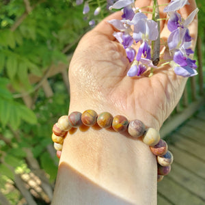 Unpolished Earth Tones Picasso Jasper Bracelet on Adjustable Cotton Cord - Earth Family Crystals