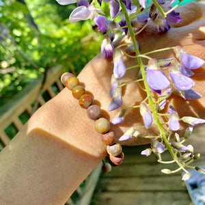 Unpolished Earth Tones Picasso Jasper Bracelet on Adjustable Cotton Cord - Earth Family Crystals