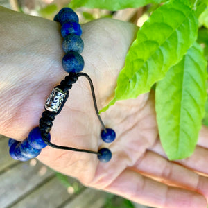 Unpolished Lapis Lazuli Bracelet on Adjustable Cotton Cord - Earth Family Crystals