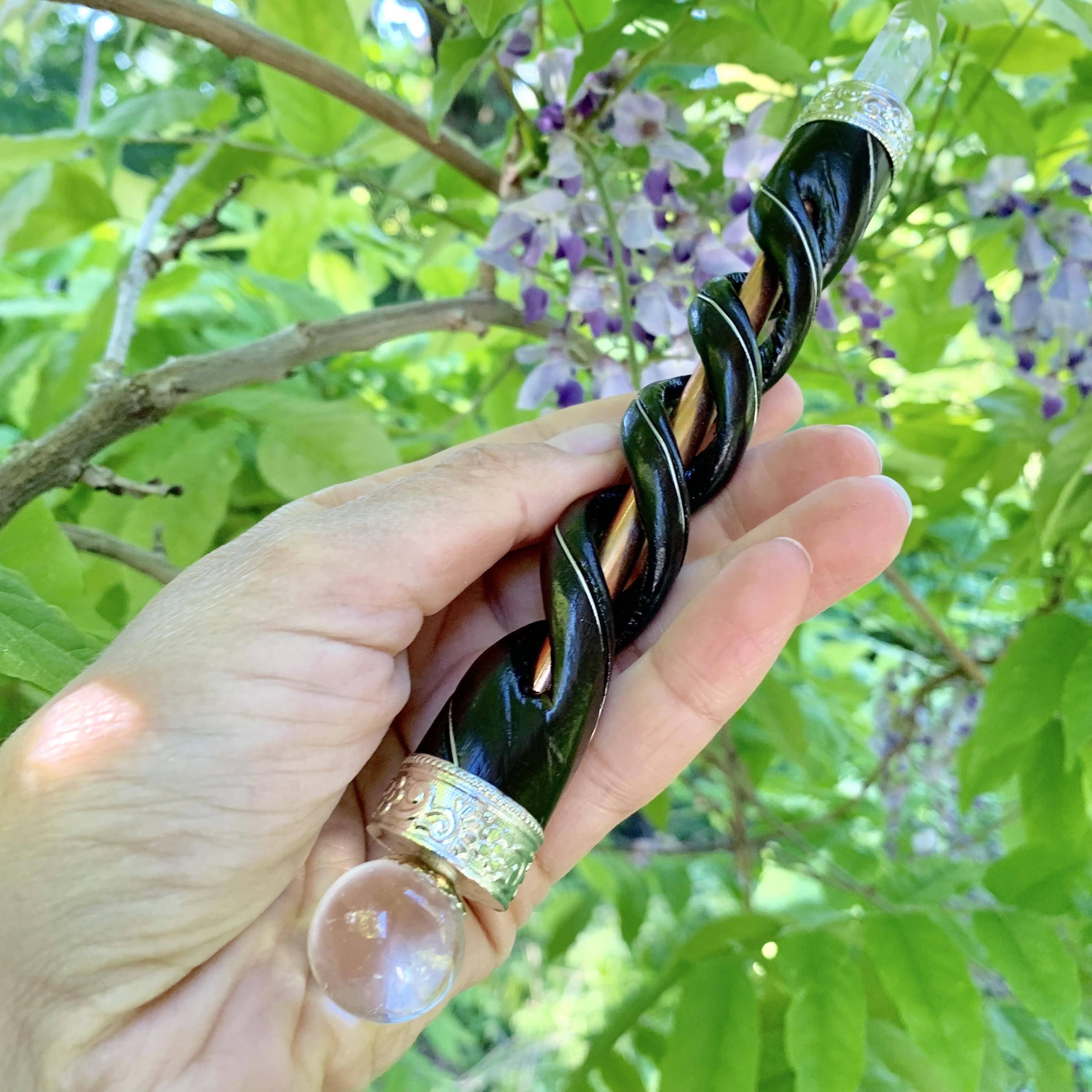 Clear Quartz, Rose Wood & Copper Healers Wand~ Ideal for Energy Work - Earth Family Crystals