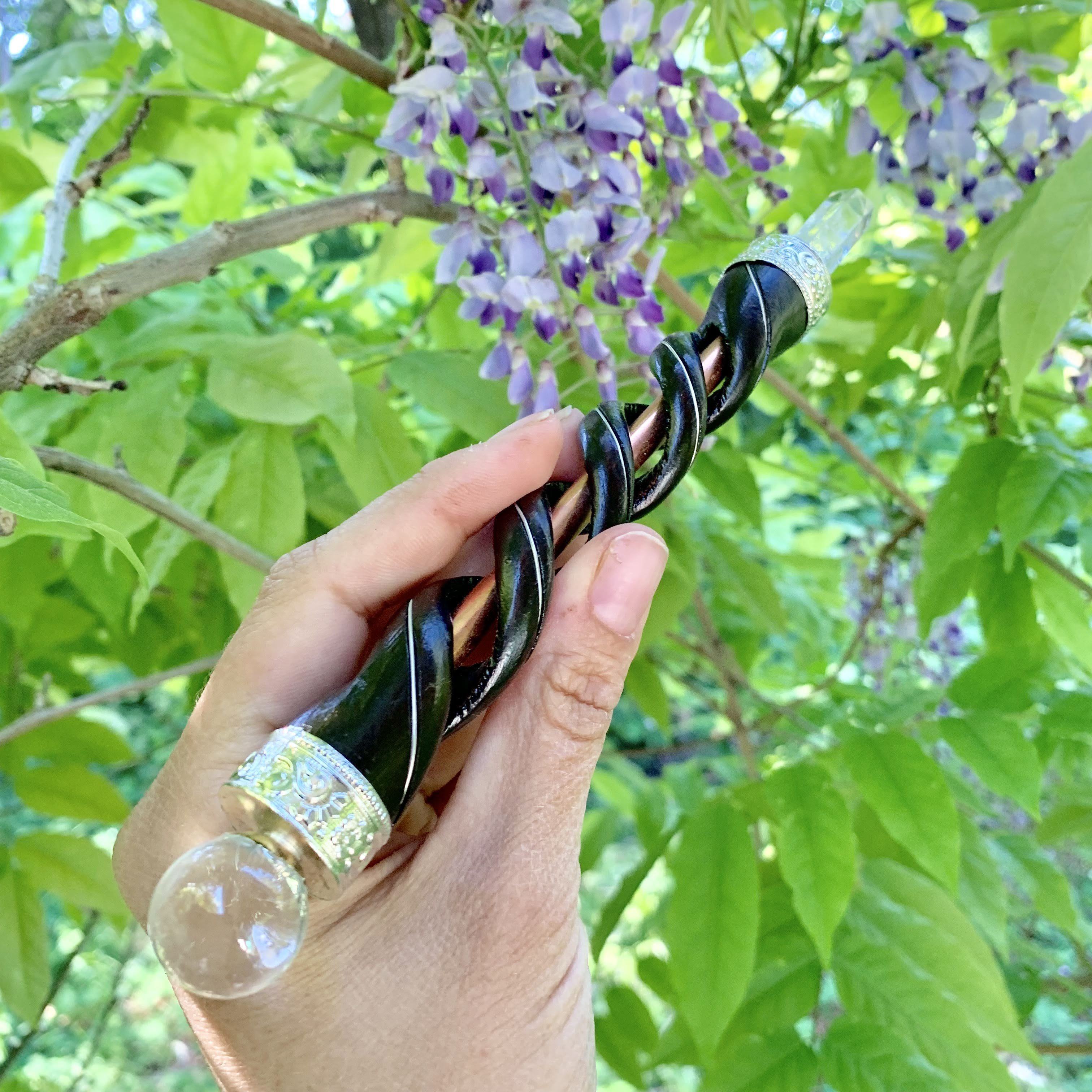 Clear Quartz, Rose Wood & Copper Healers Wand~ Ideal for Energy Work - Earth Family Crystals