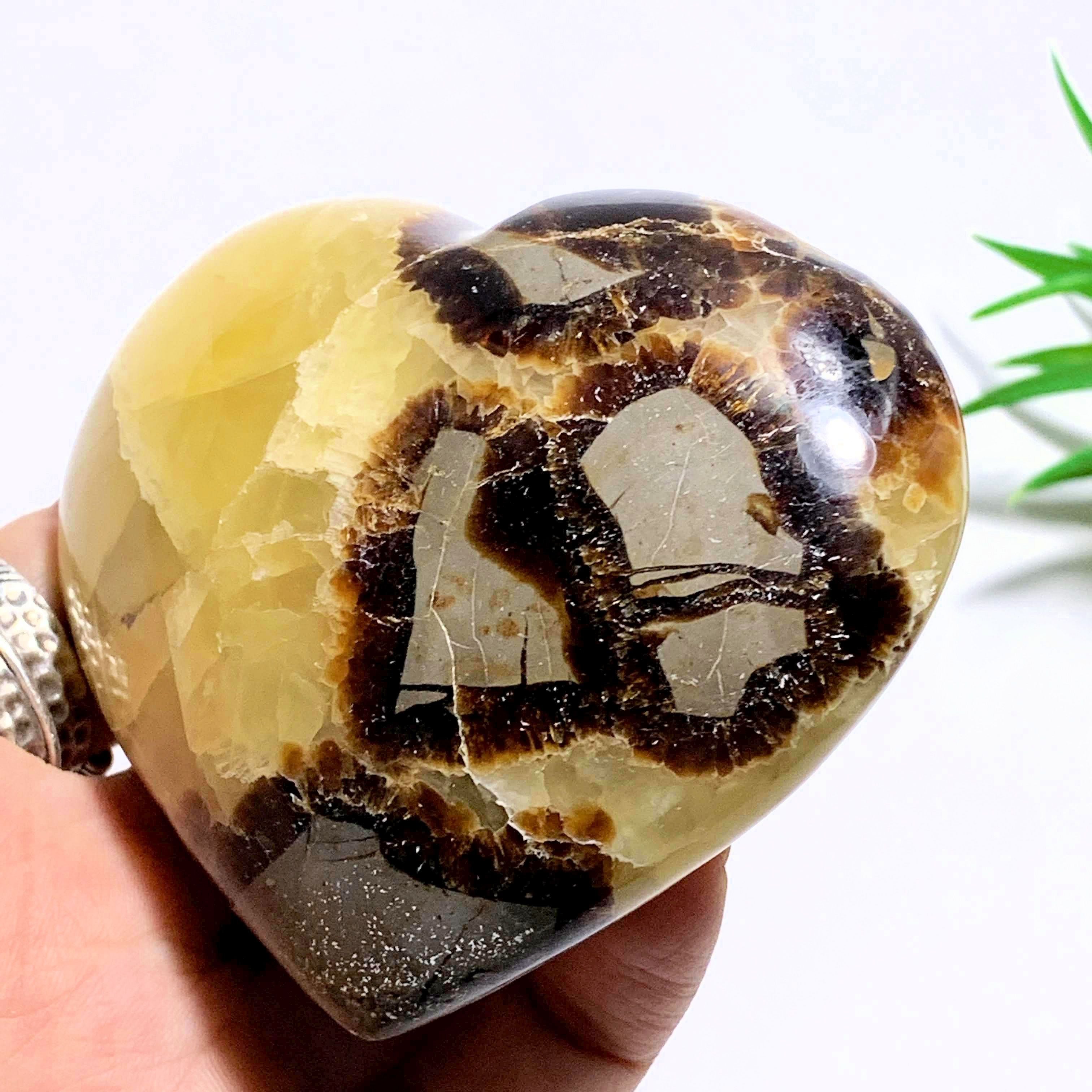 Unique patterns Septarian Love Heart Carving From Madagascar - Earth Family Crystals