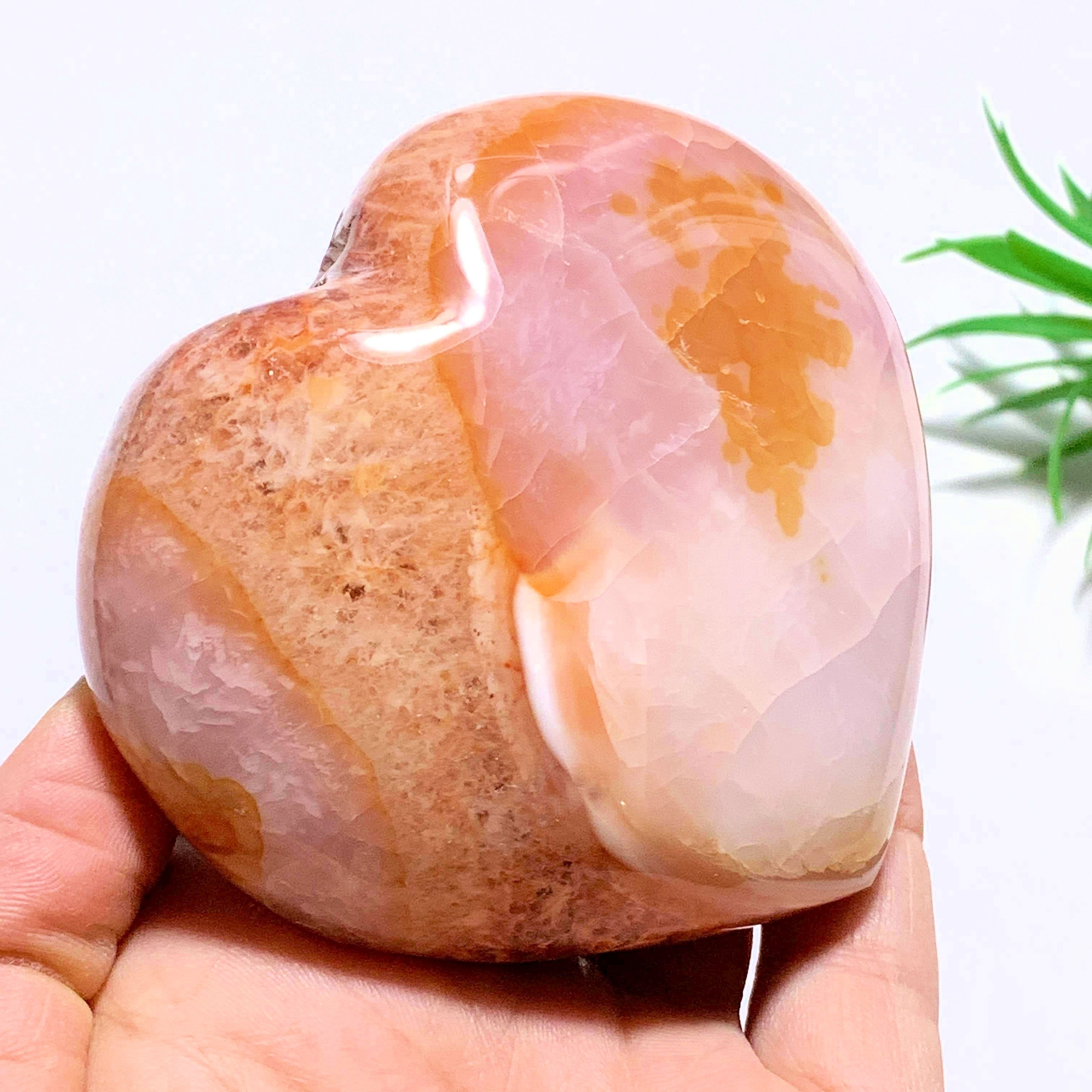 Carnelian Love Heart With Rare Raw Points on Top From Madagascar - Earth Family Crystals