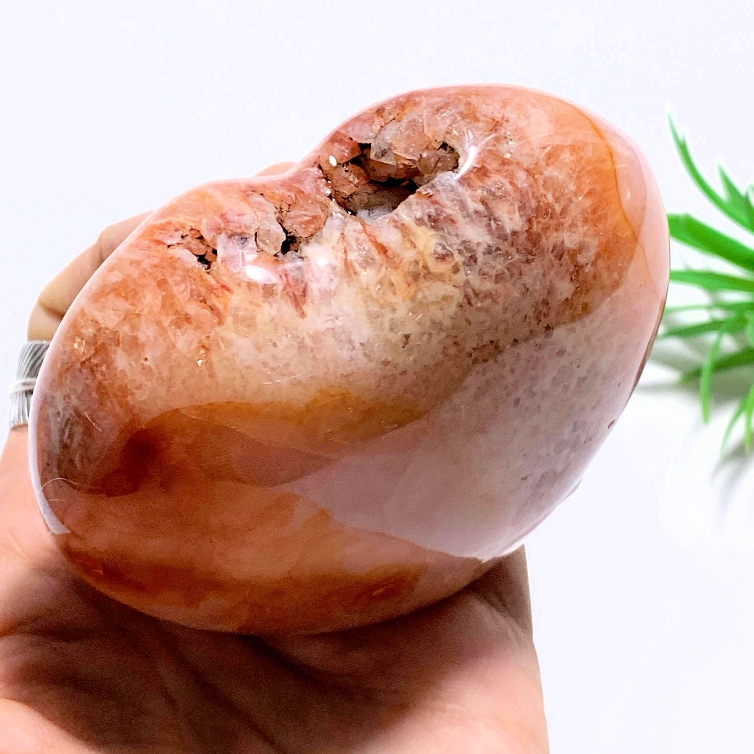 Carnelian Love Heart With Rare Raw Points on Top From Madagascar - Earth Family Crystals