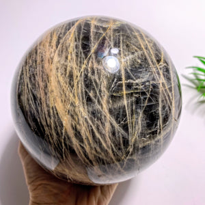 3.3 KG Jumbo Supreme! Mysterious Shimmer Black Moonstone Sphere Carving~Locality Madagascar - Earth Family Crystals