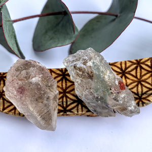 Set of 2 Pink & Clear Nirvana Quartz Hand Held Points from the Himalayas