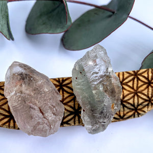 Set of 2 Pink & Clear Nirvana Quartz Hand Held Points from the Himalayas