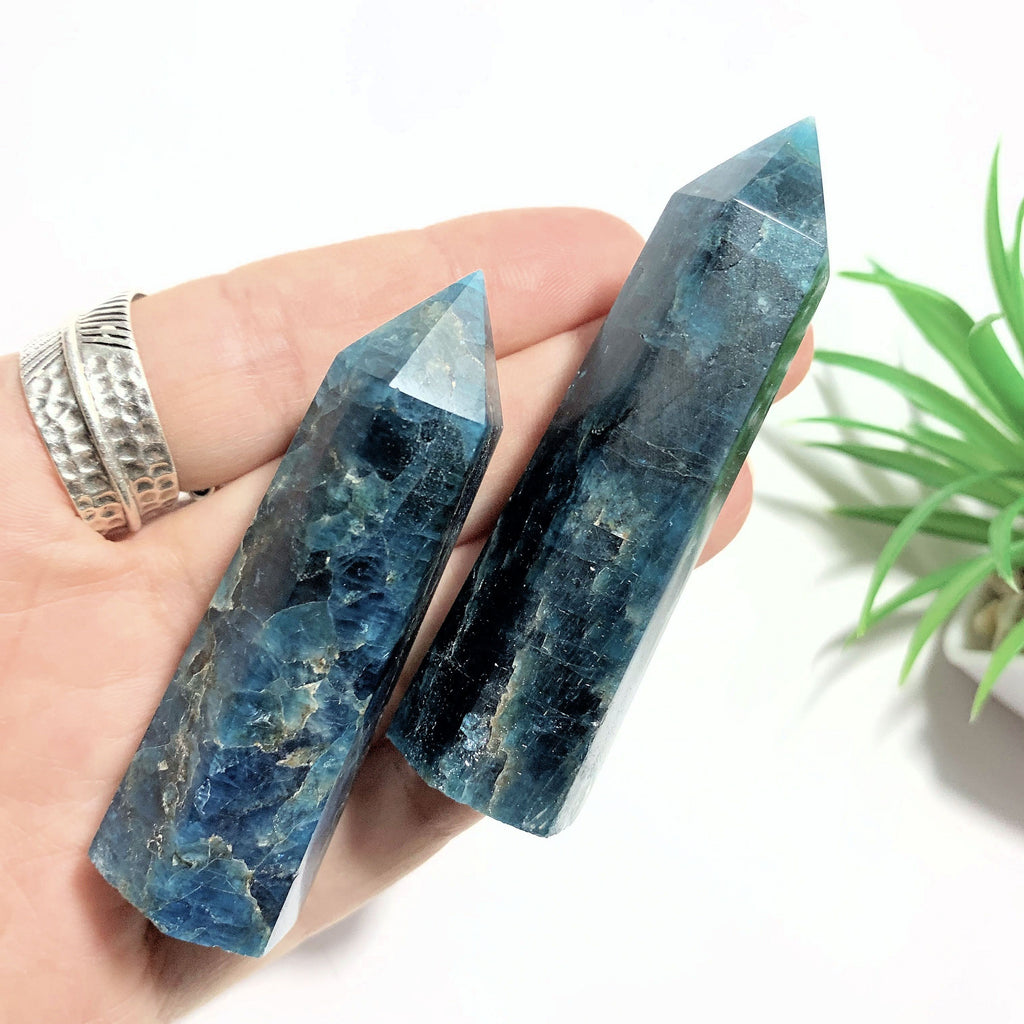One Deep Blue Apatite Standing Point ~Locality Madagascar - Earth Family Crystals