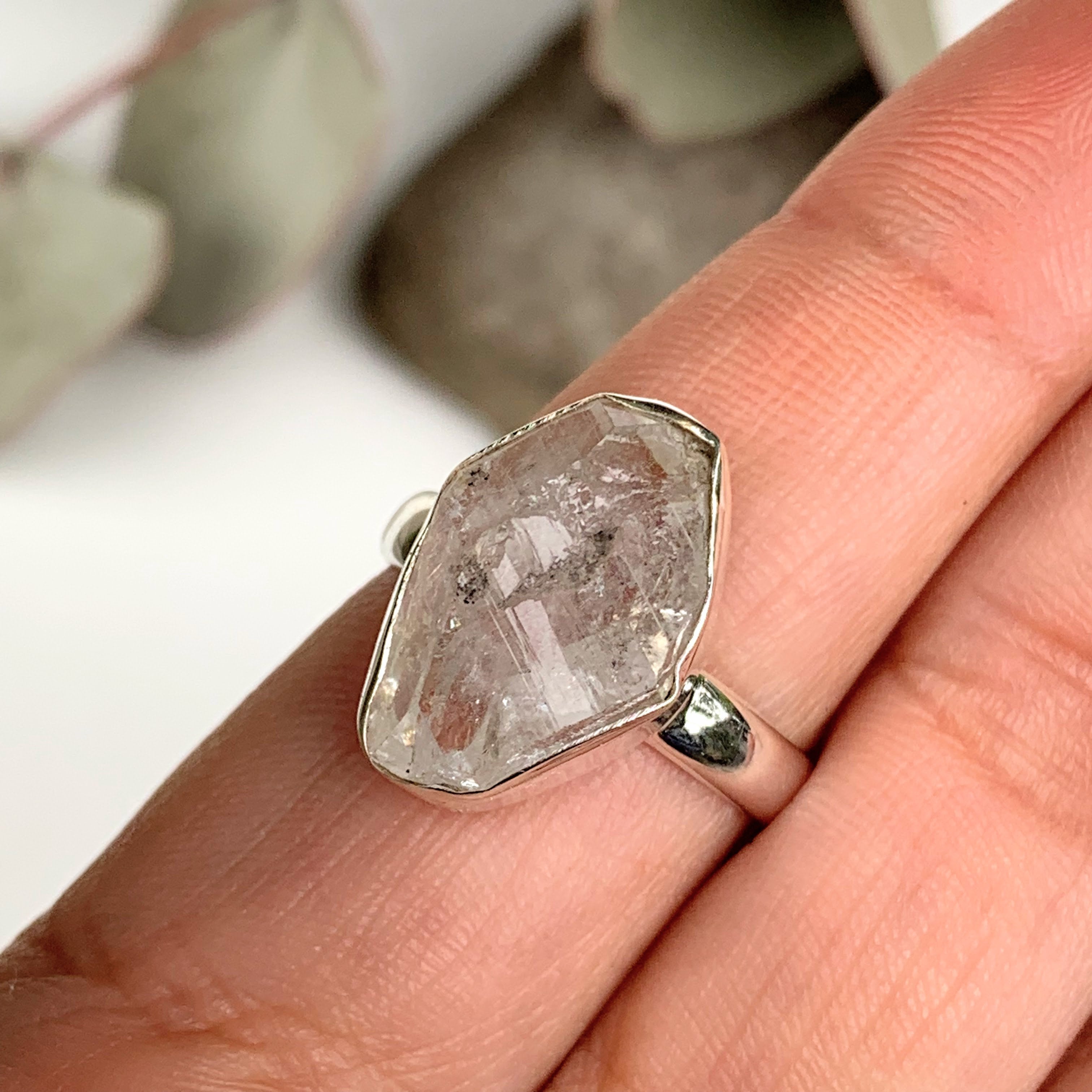 Fabulous Raw & Unpolished NY Herkimer Diamond Free form Sterling Silver Ring (Size 9) #2 - Earth Family Crystals