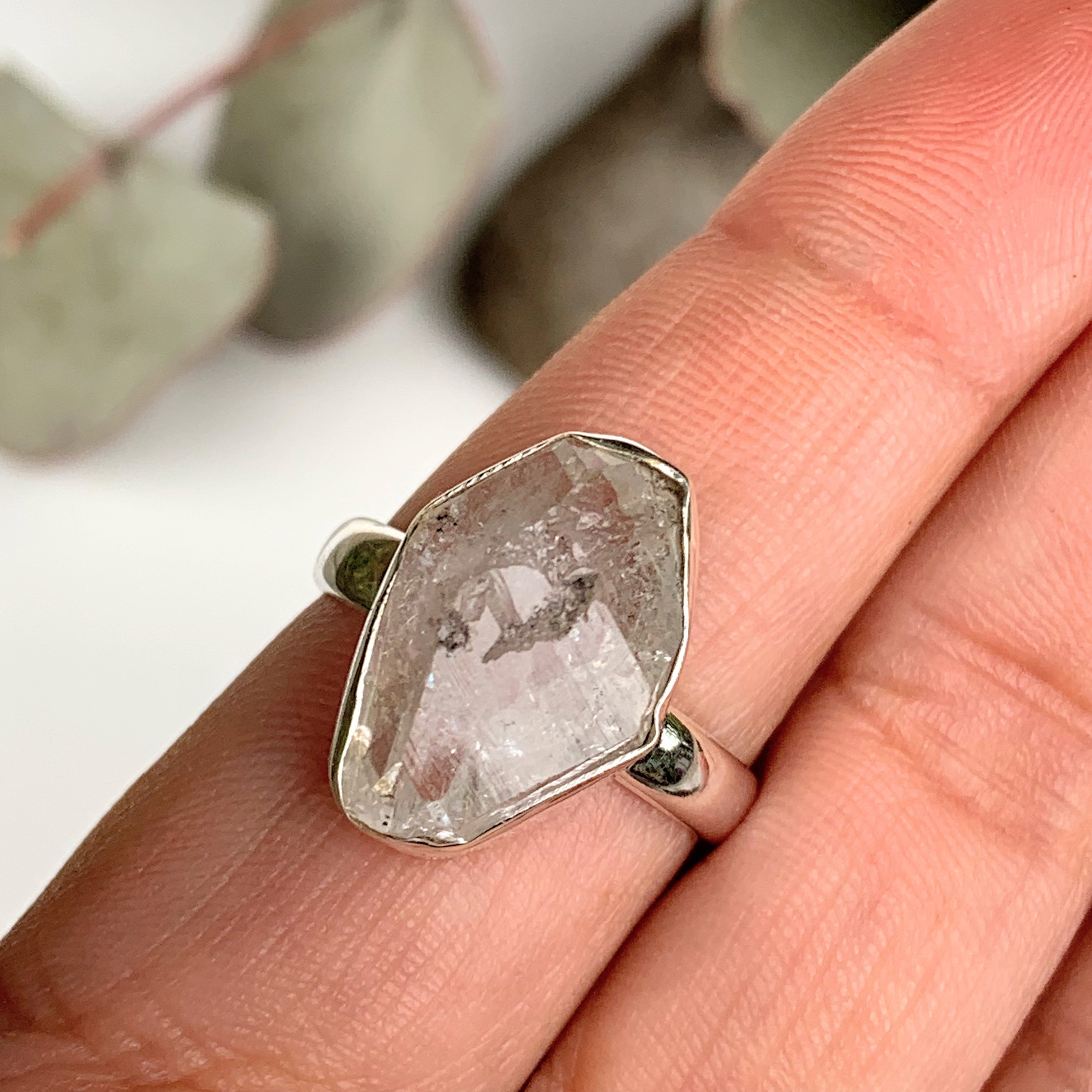 Fabulous Raw & Unpolished NY Herkimer Diamond Free form Sterling Silver Ring (Size 9) #2 - Earth Family Crystals