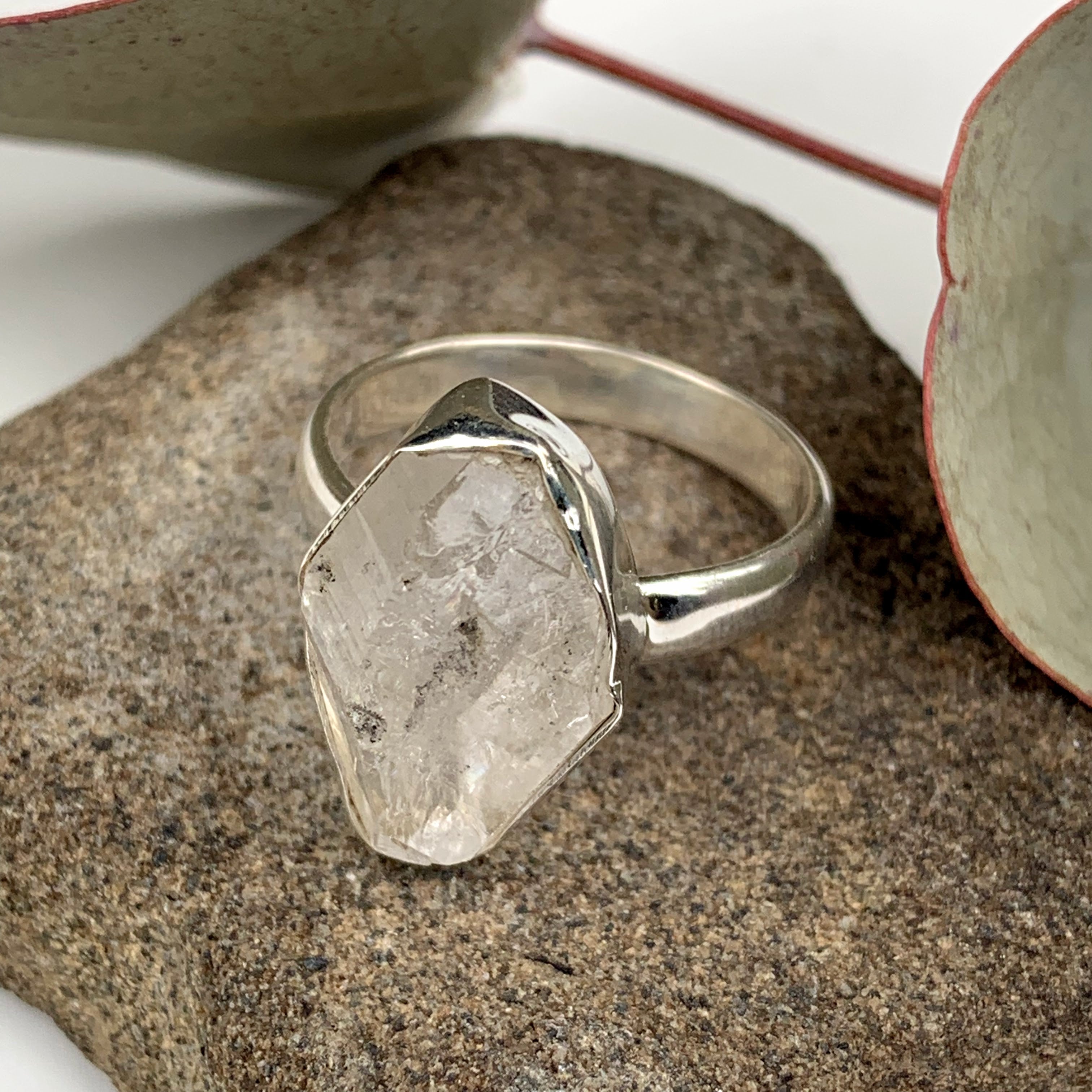 Fabulous Raw & Unpolished NY Herkimer Diamond Free form Sterling Silver Ring (Size 9) #2 - Earth Family Crystals