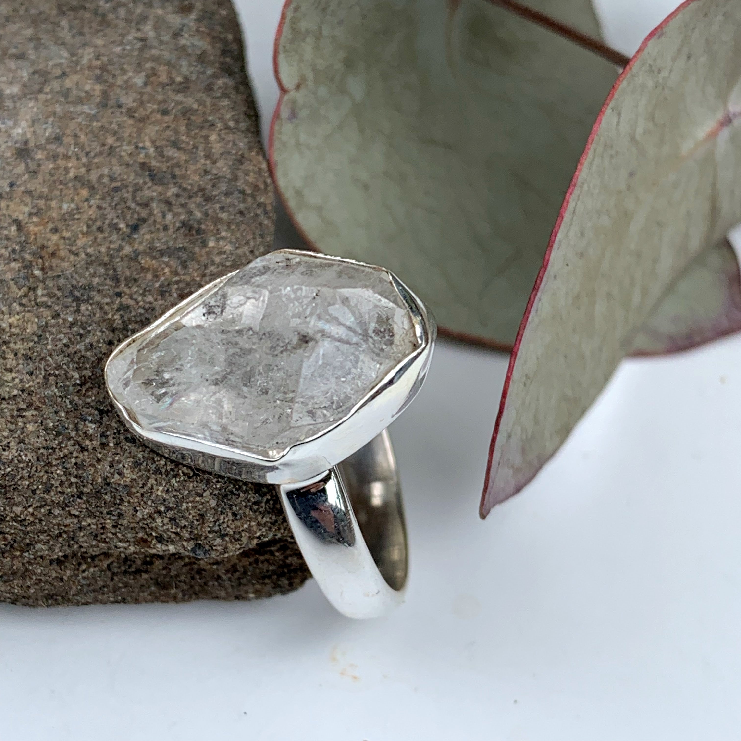 Fabulous Raw & Unpolished NY Herkimer Diamond Free form Sterling Silver Ring (Size 9) #2 - Earth Family Crystals