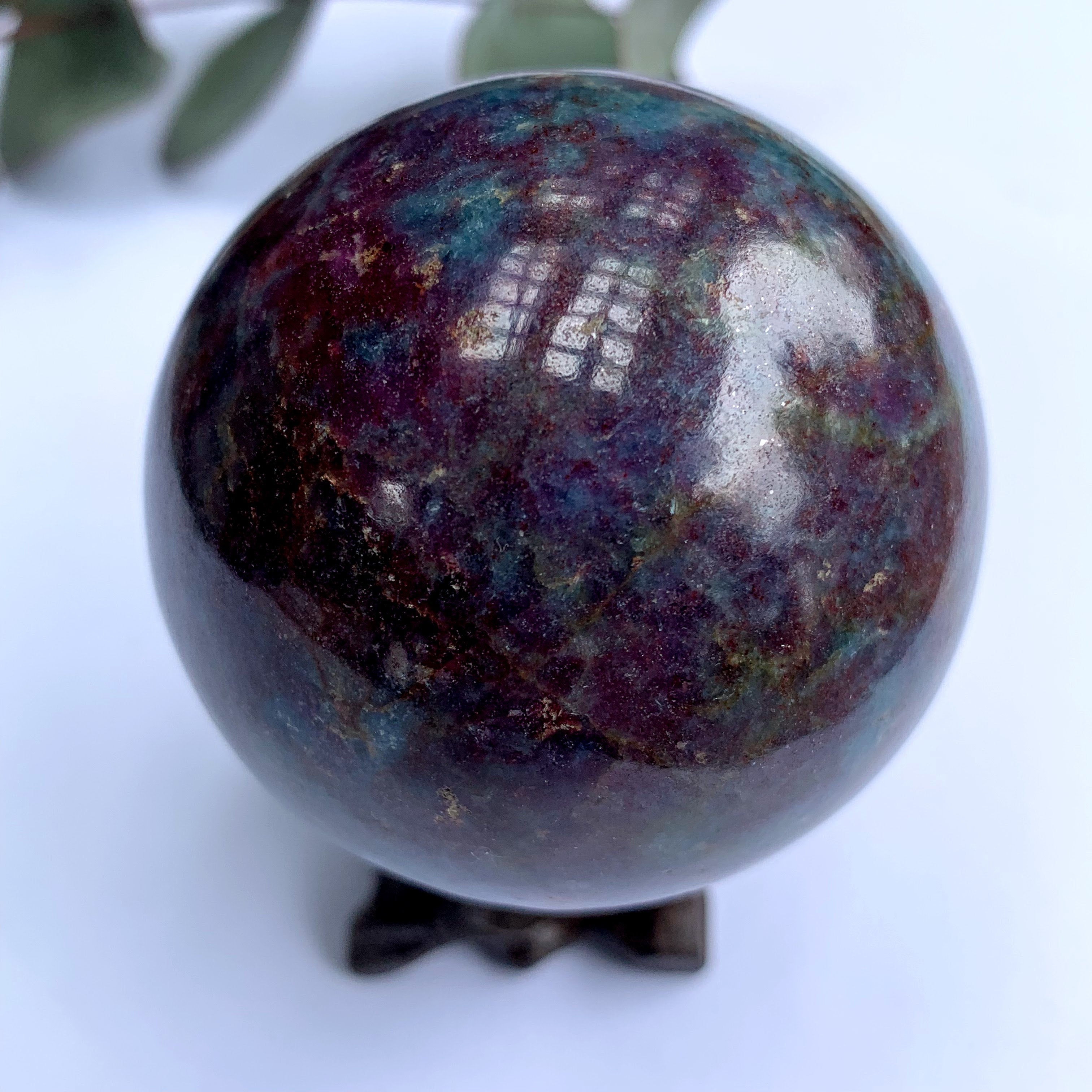 Fascinating Colors Large Ruby Kyanite Sphere Carving - Earth Family Crystals