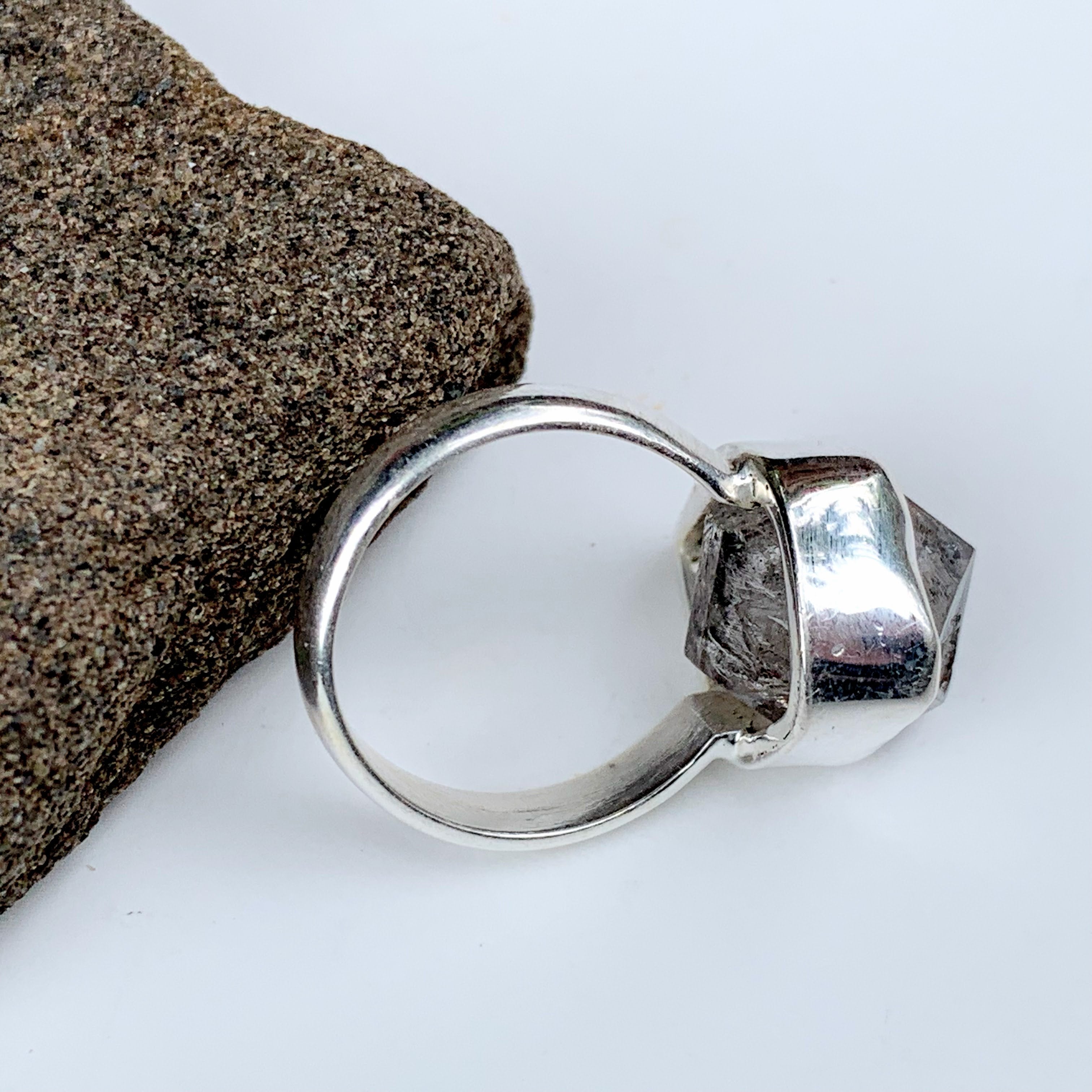 Fabulous Raw & Unpolished NY Herkimer Diamond Free form Sterling Silver Ring (Size 5) #3 - Earth Family Crystals