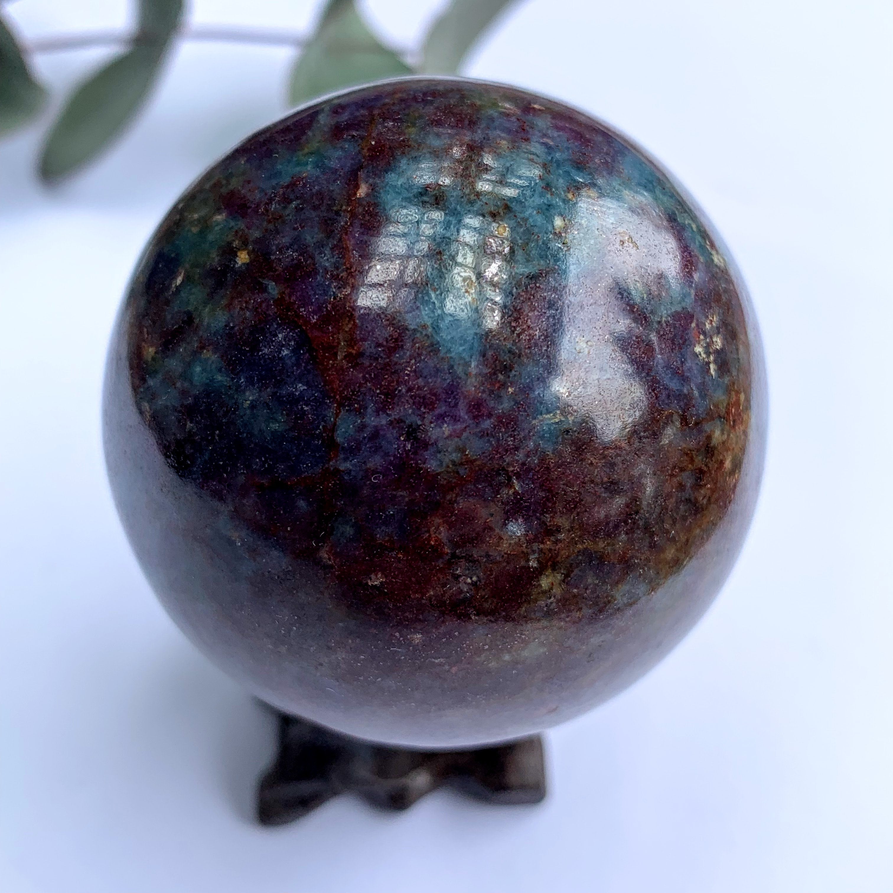 Fascinating Colors Large Ruby Kyanite Sphere Carving - Earth Family Crystals