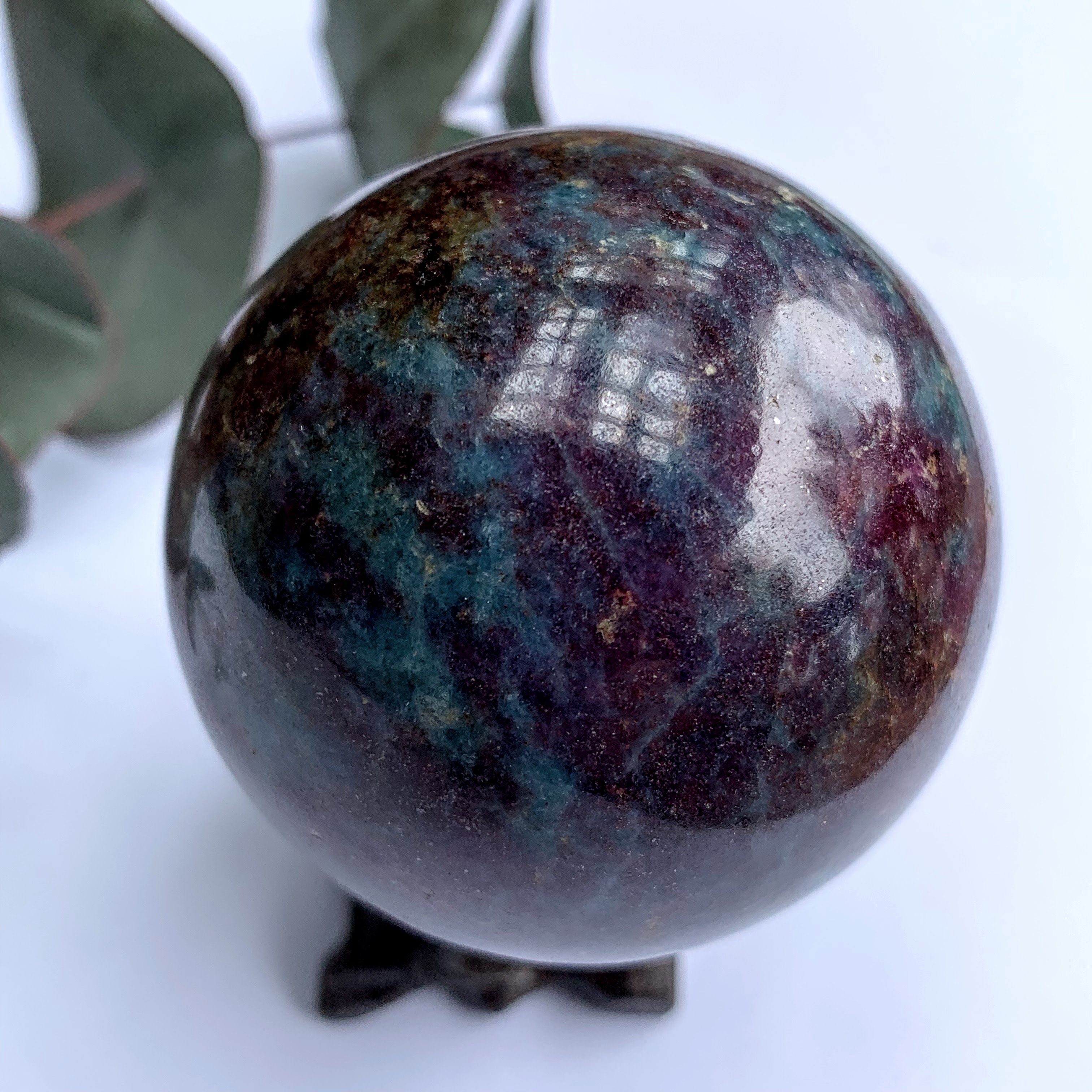 Fascinating Colors Large Ruby Kyanite Sphere Carving - Earth Family Crystals