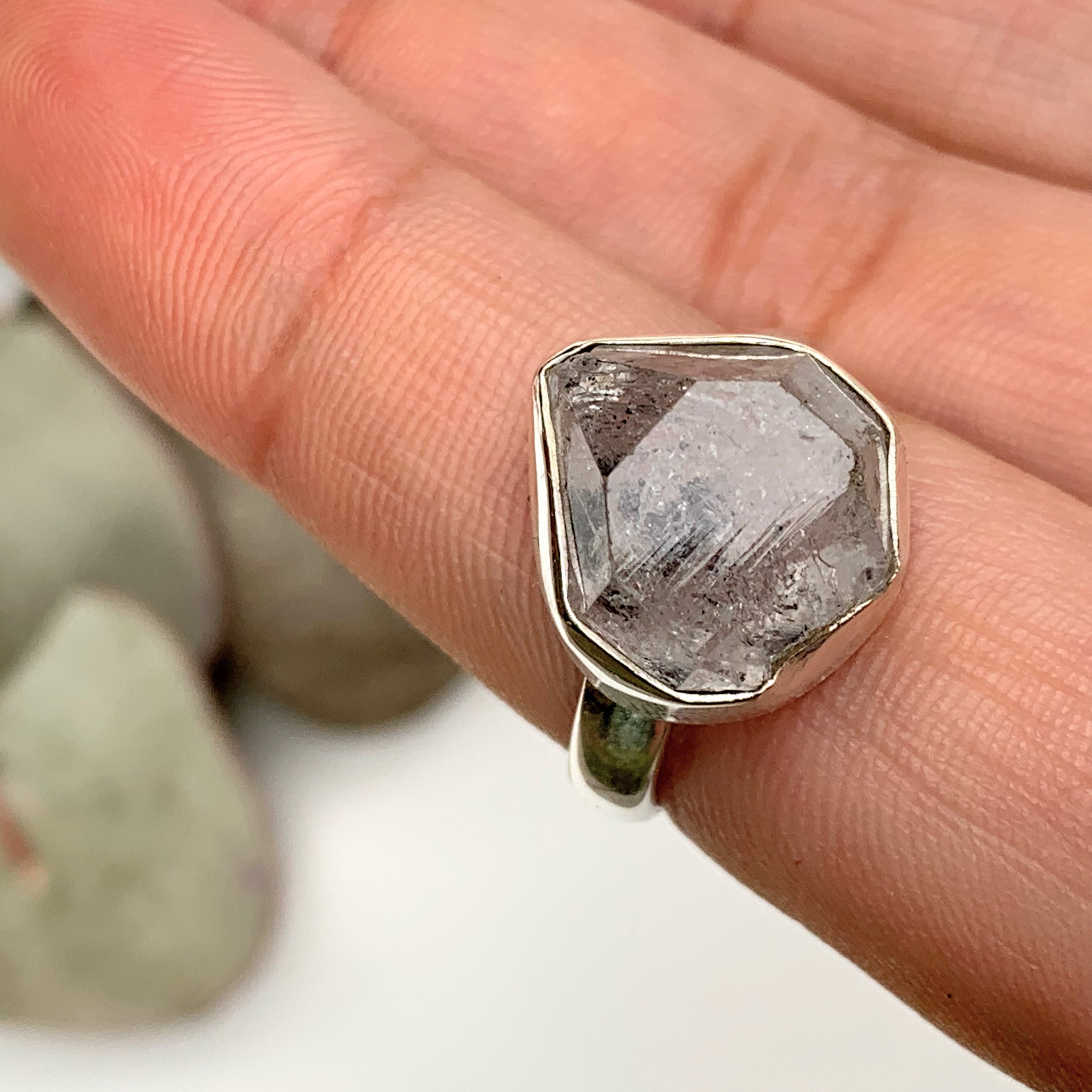 Fabulous Raw & Unpolished NY Herkimer Diamond Free form Sterling Silver Ring (Size 7.5) #4 - Earth Family Crystals