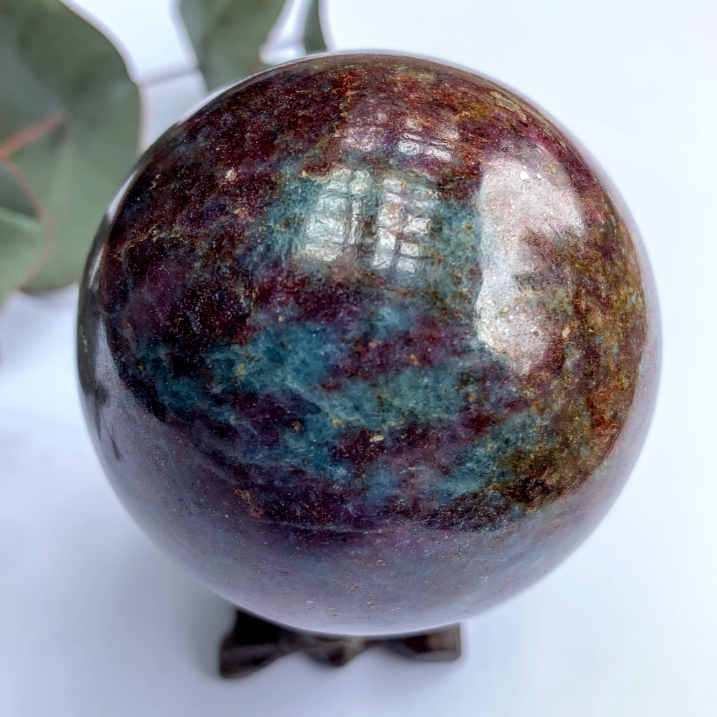 Fascinating Colors Large Ruby Kyanite Sphere Carving - Earth Family Crystals