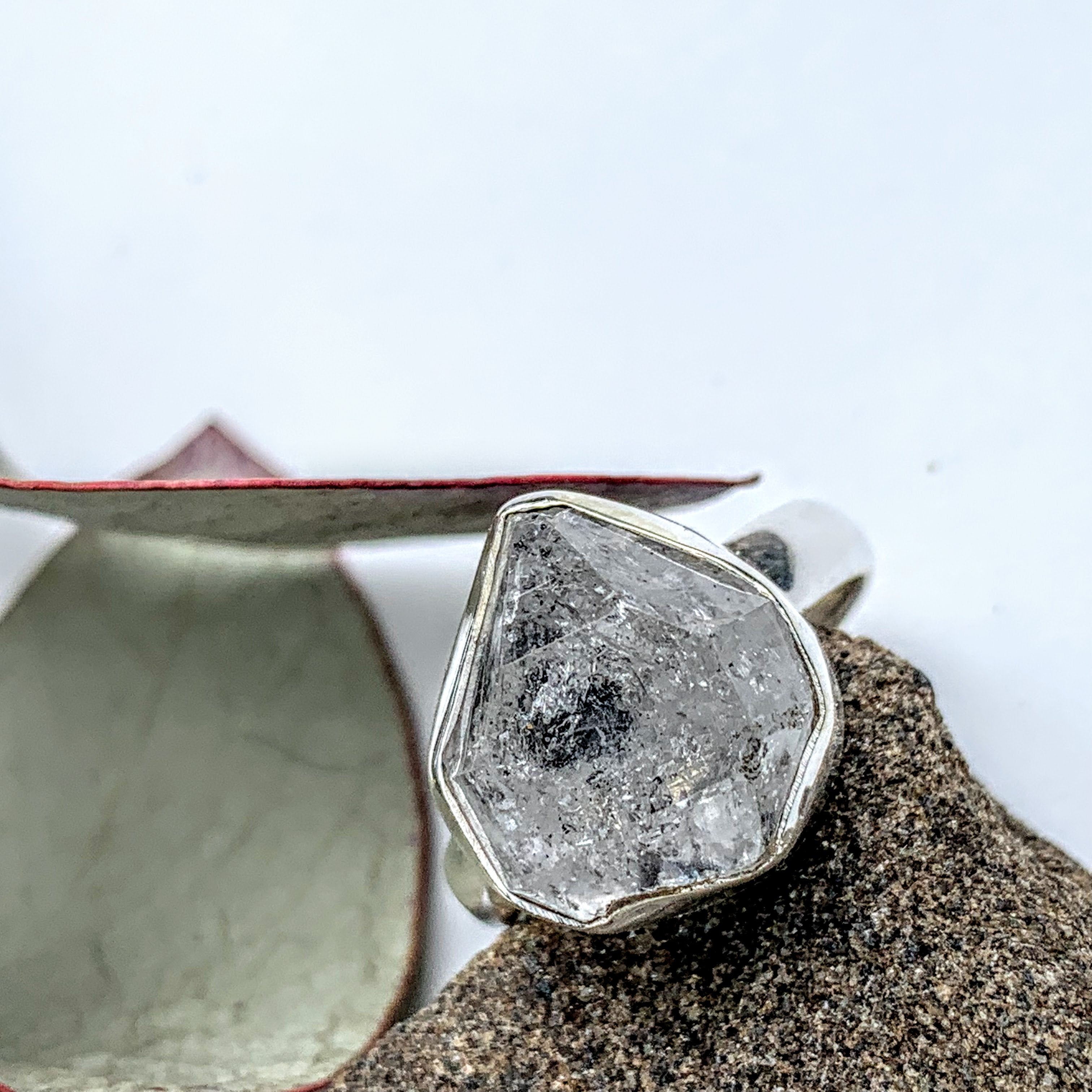 Fabulous Raw & Unpolished NY Herkimer Diamond Free form Sterling Silver Ring (Size 7.5) #4 - Earth Family Crystals