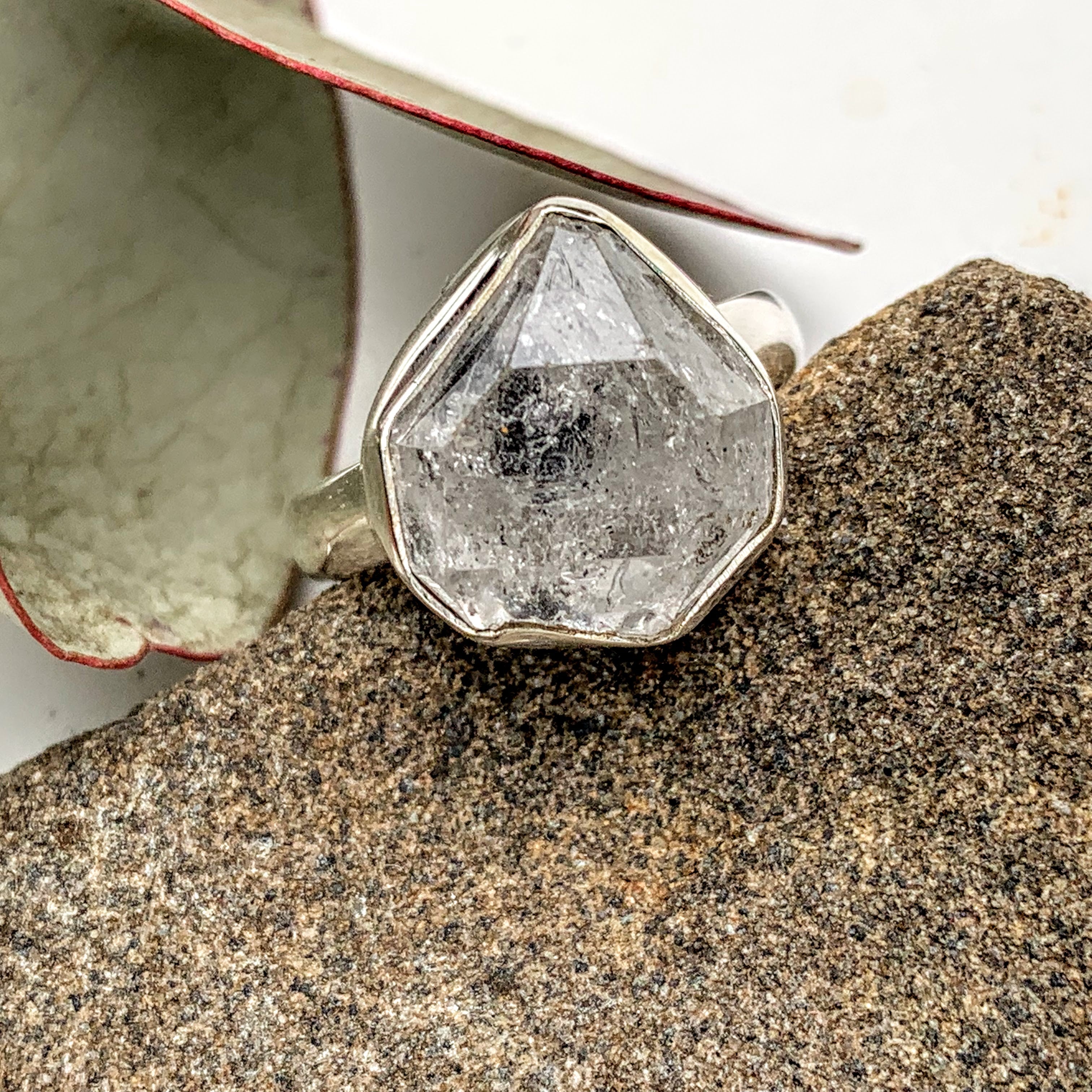 Fabulous Raw & Unpolished NY Herkimer Diamond Free form Sterling Silver Ring (Size 7.5) #4 - Earth Family Crystals