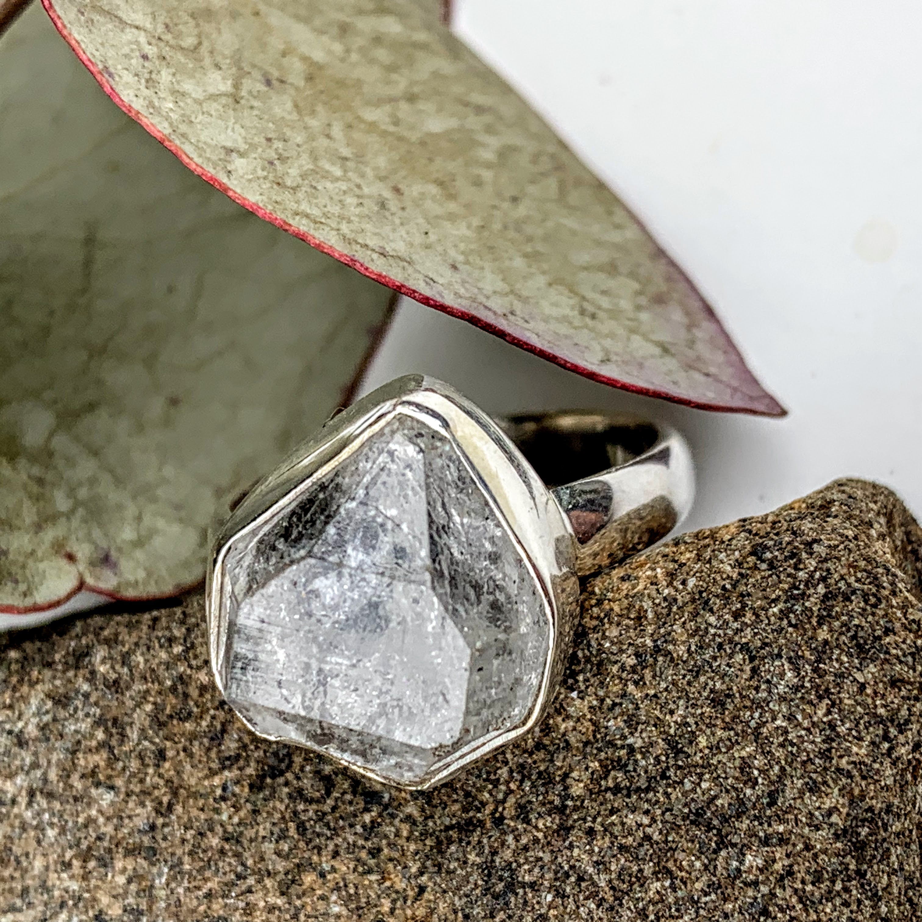 Fabulous Raw & Unpolished NY Herkimer Diamond Free form Sterling Silver Ring (Size 7.5) #4 - Earth Family Crystals