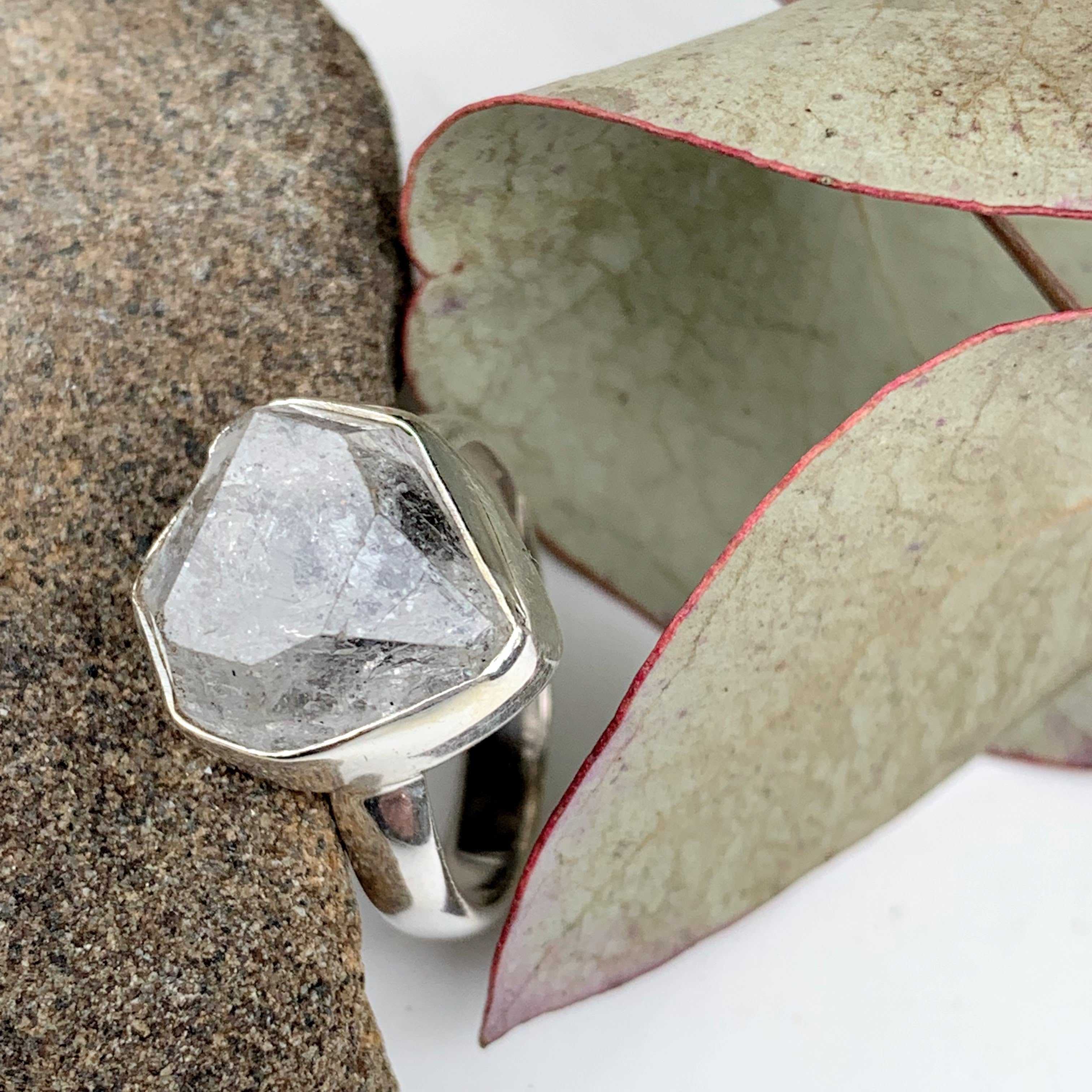 Fabulous Raw & Unpolished NY Herkimer Diamond Free form Sterling Silver Ring (Size 7.5) #4 - Earth Family Crystals