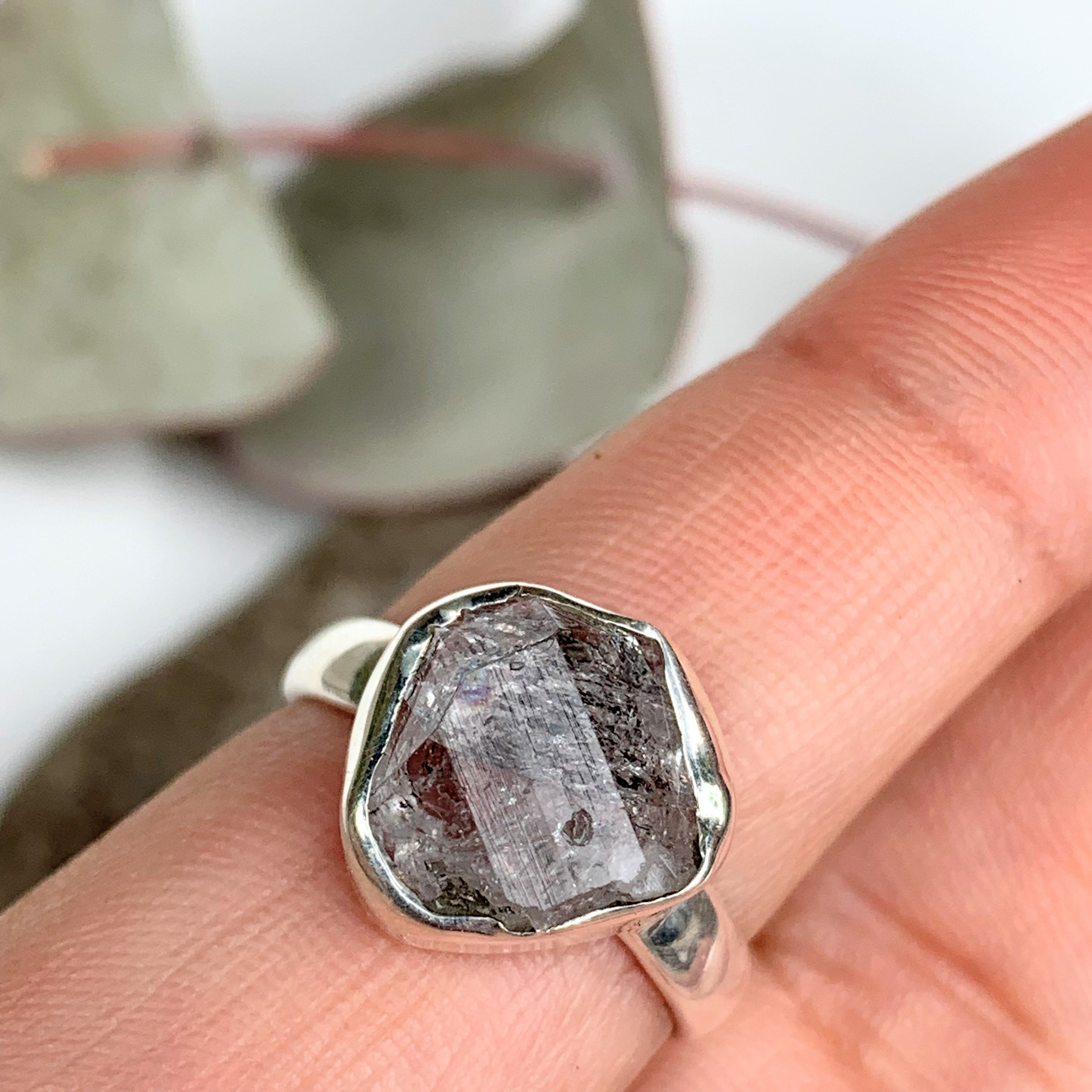 Fabulous Raw & Unpolished NY Herkimer Diamond Free form Sterling Silver Ring (Size 8) #5 - Earth Family Crystals