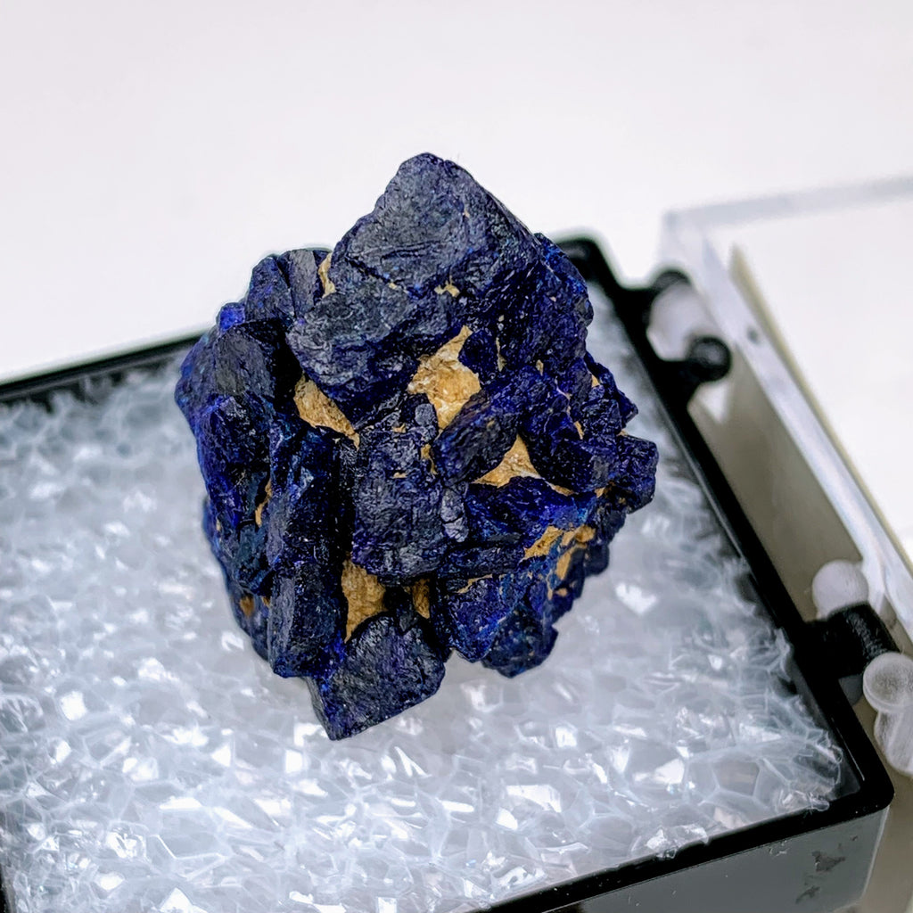 Deep Blue Raw Azurite Cluster from Morenci MIne, Arizona in Collectors Box - Earth Family Crystals