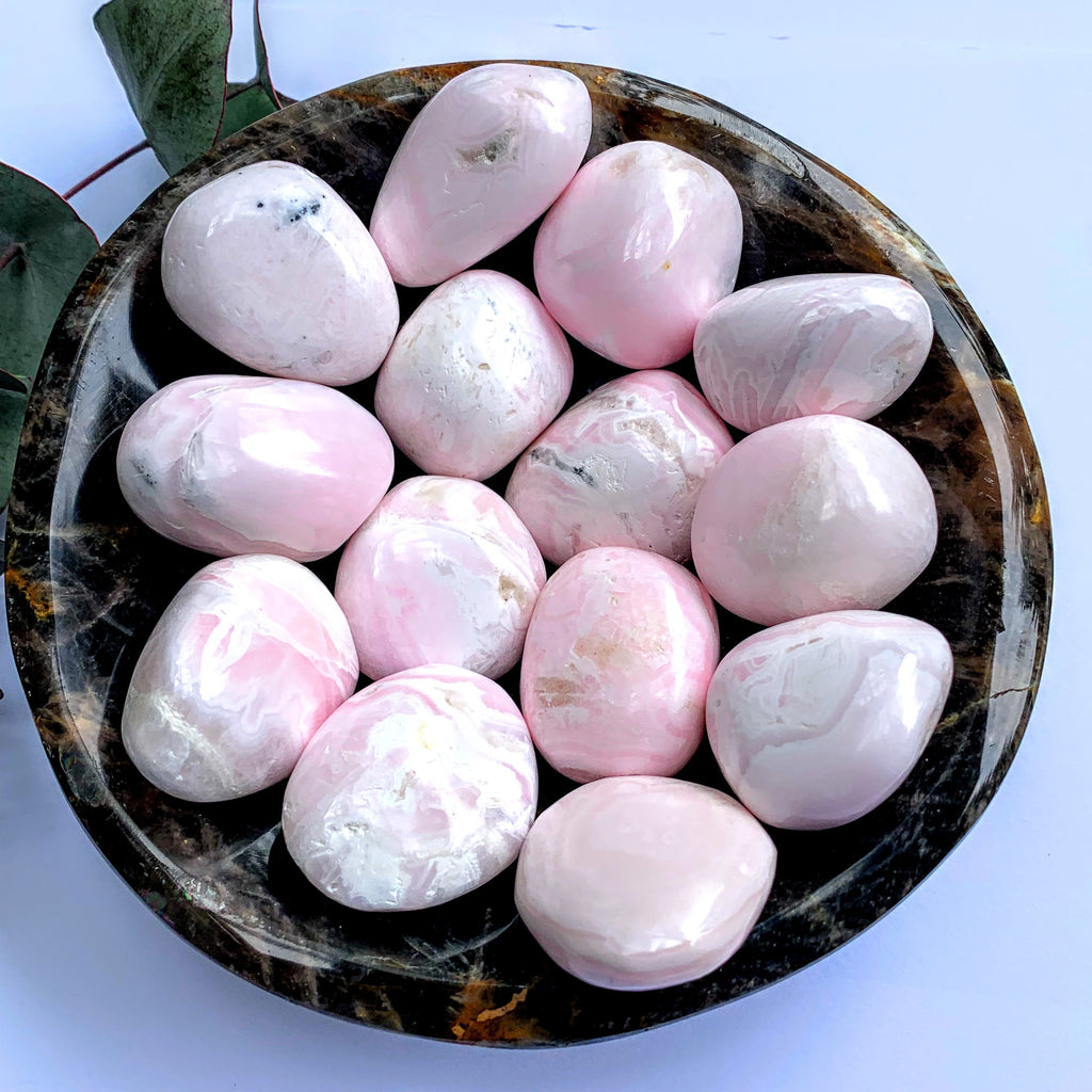 One Creamy Pink Mangano Calcite Medium Pocket Stone - Earth Family Crystals