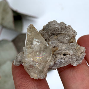 Pretty Rainbows Elmwood Mine Small Golden Stellar Beam Calcite Nestled in Matrix - Earth Family Crystals