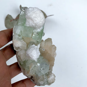 Rare Creamy White Mordenite on Large Green Apophyllite & Stilbite Matrix From India - Earth Family Crystals