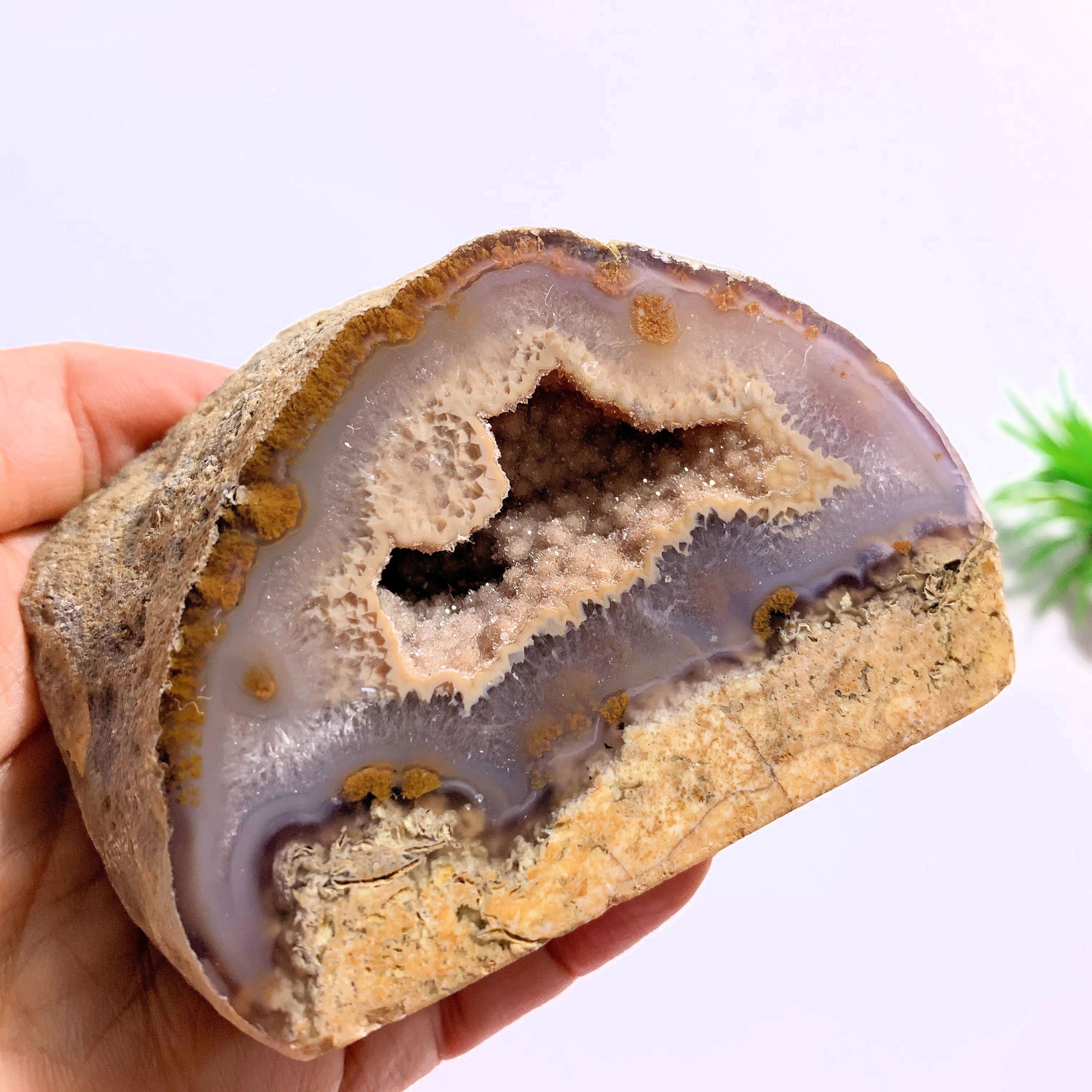 Glimmering Smoky Quartz Caves & Agate Standing Partially Polished Specimen From Brazil - Earth Family Crystals