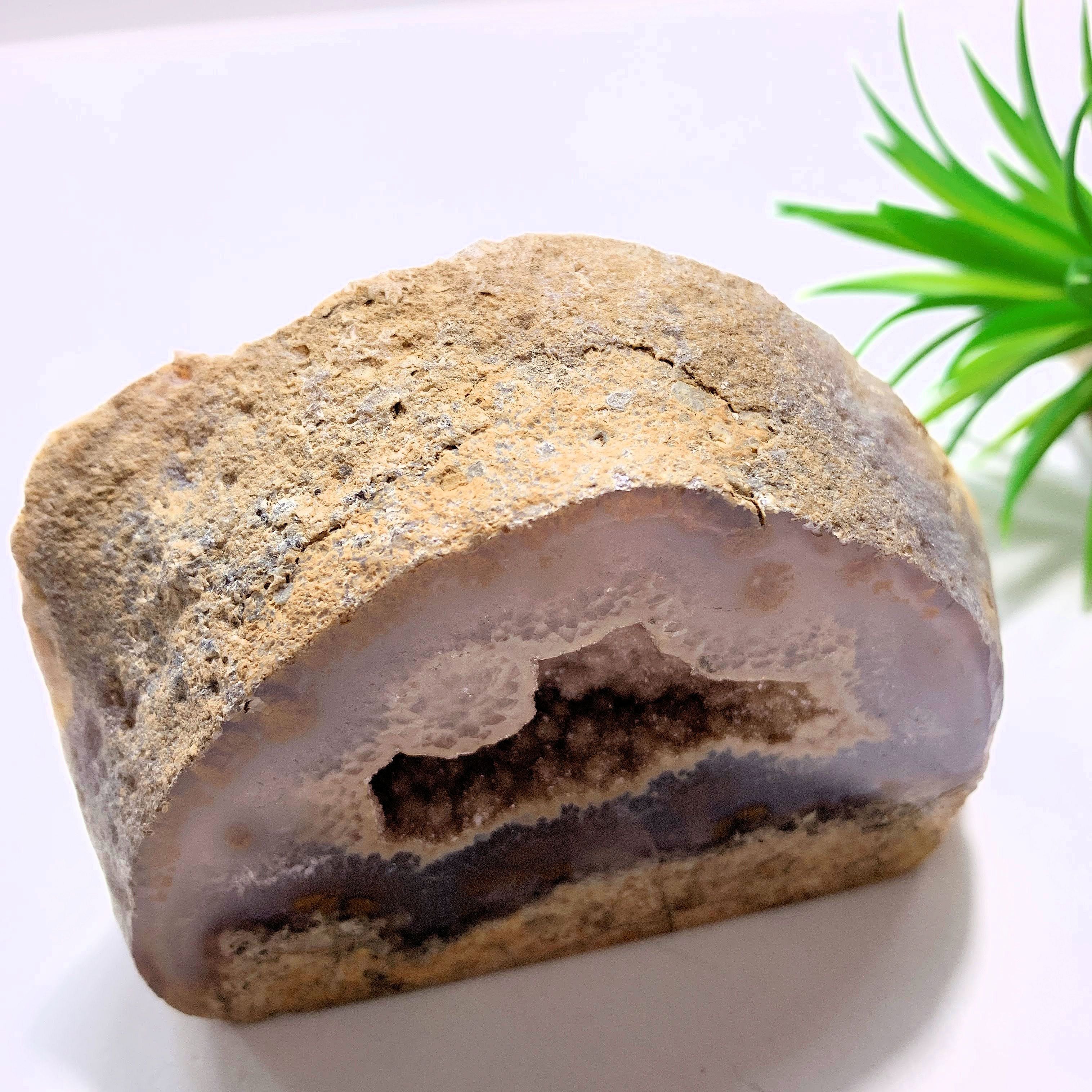 Glimmering Smoky Quartz Caves & Agate Standing Partially Polished Specimen From Brazil - Earth Family Crystals