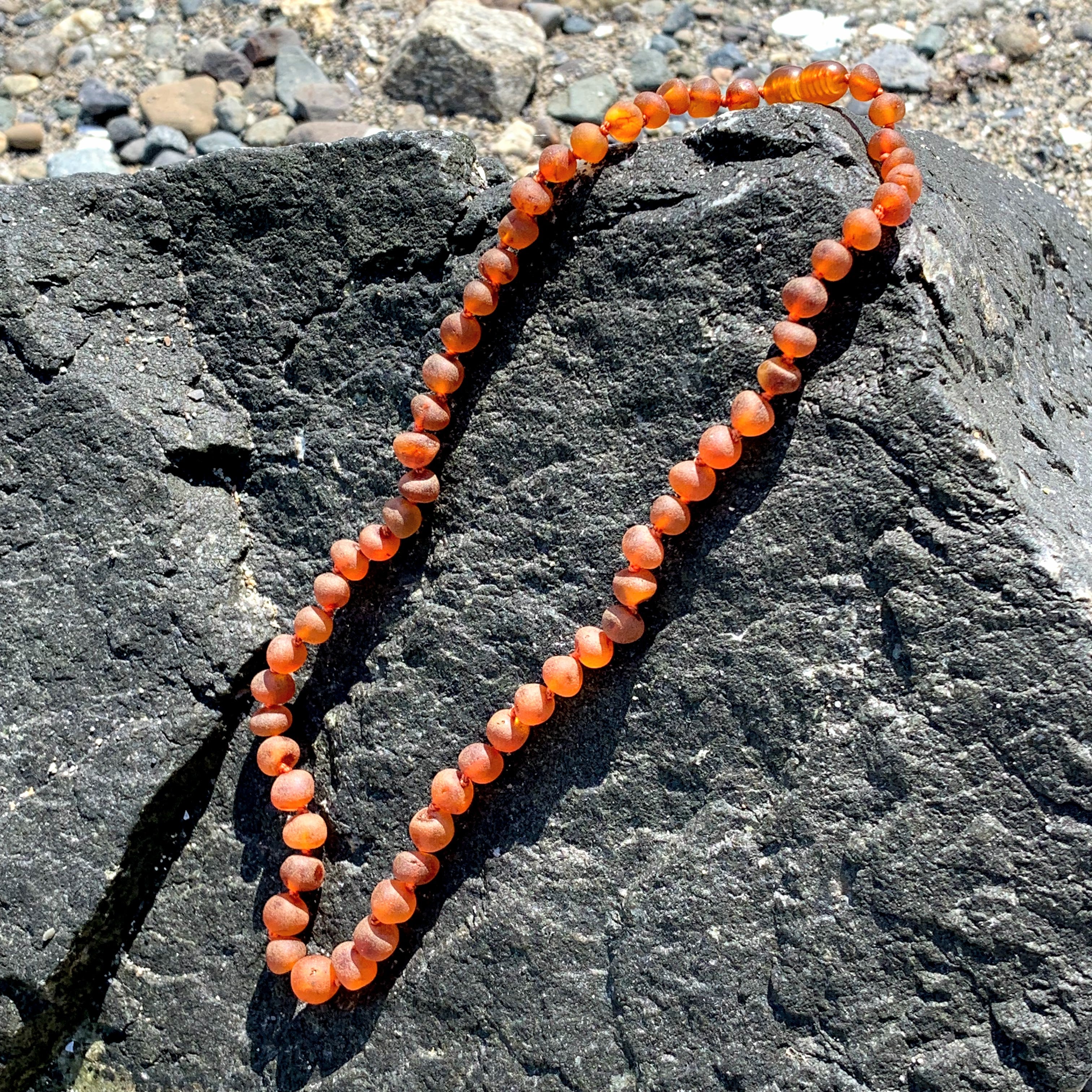 Unpolished Cognac Lithuanian Baltic Amber 18 Inch Necklace - Earth Family Crystals