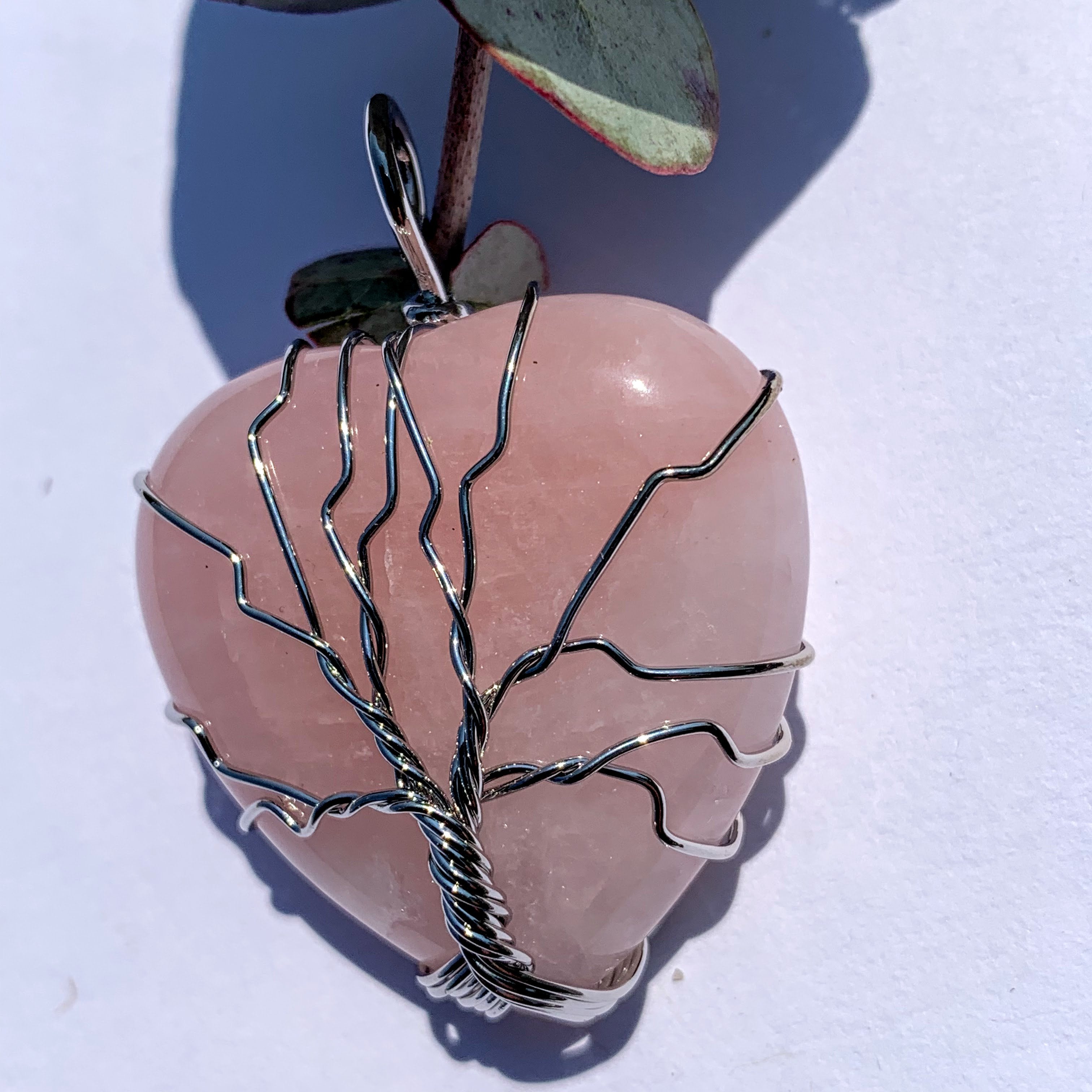 Rose Quartz Tree of Life Wire Wrapped Pendant #1 - Earth Family Crystals