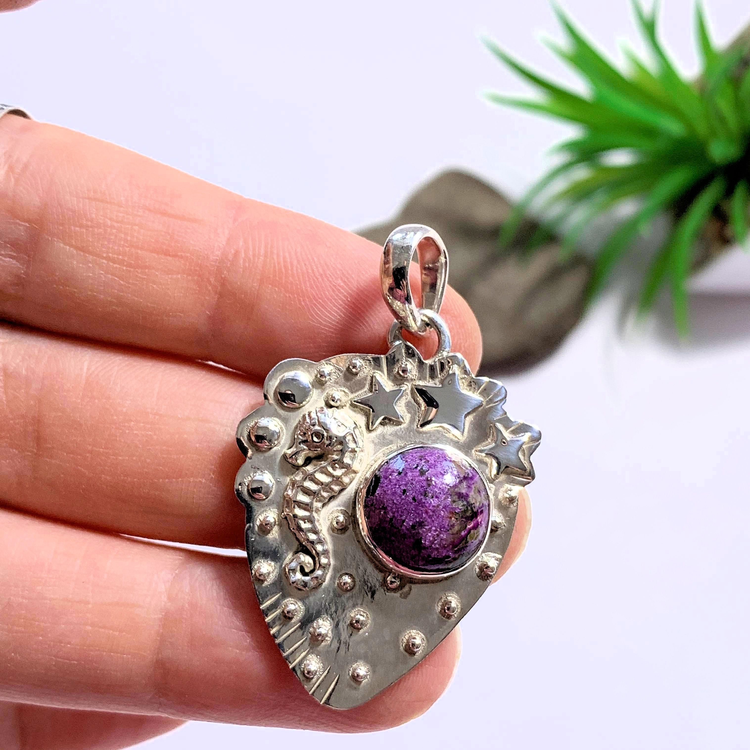 Gorgeous Deep Purple Stichtite Trendy Sterling Silver Pendant (Includes Silver Chain) - Earth Family Crystals