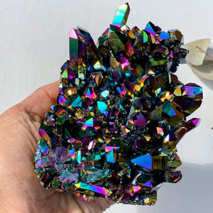 Incredible XXL Rainbow Titanium Quartz Cluster With DT Elestial Points From Arkansas