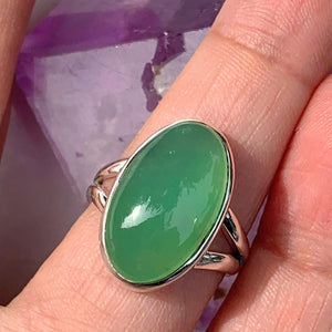 Vibrant Chrysoprase Sterling Silver Gemstone Ring (Size 8) #2 - Earth Family Crystals