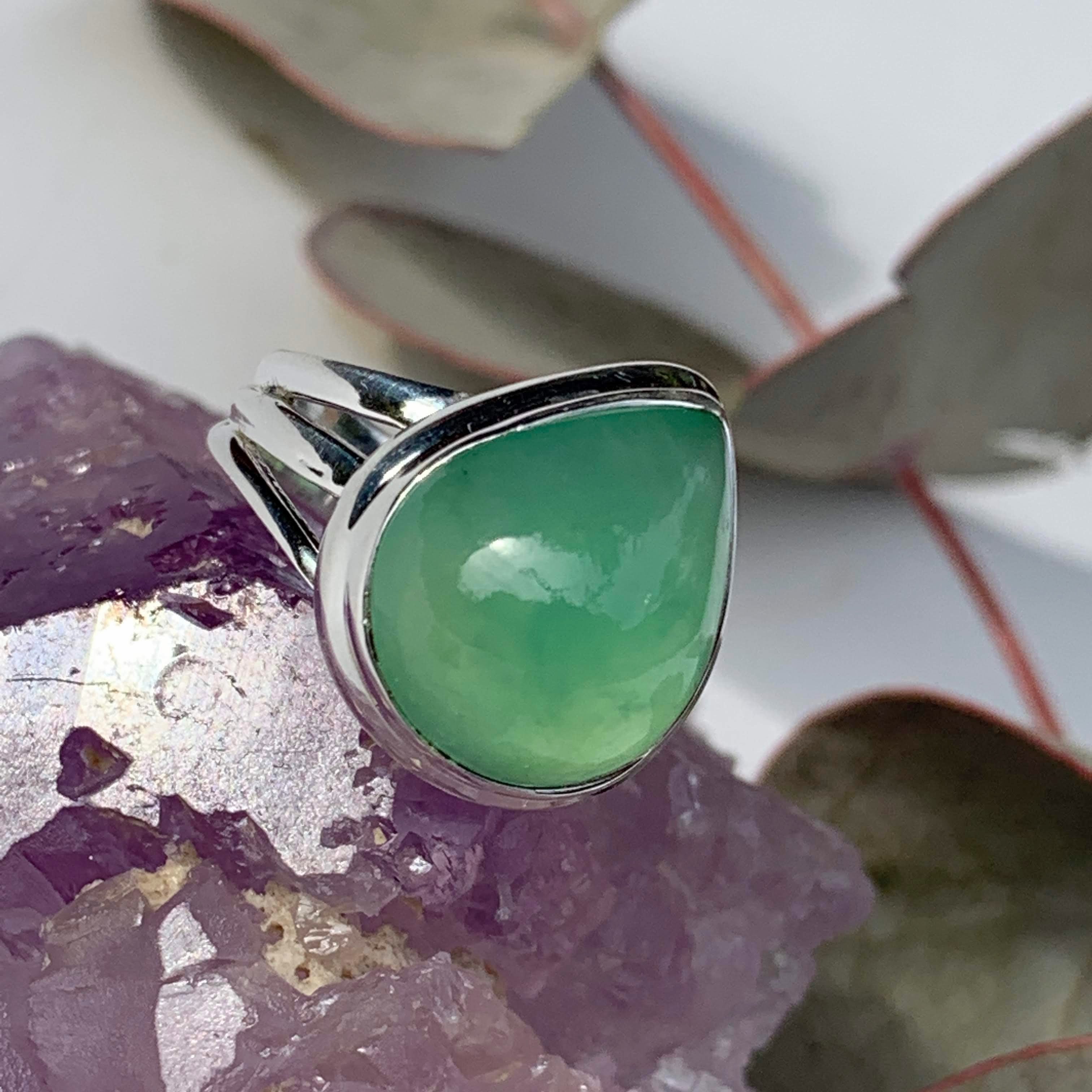 Vibrant Chrysoprase Sterling Silver Gemstone Ring (Size 6.5) #3 - Earth Family Crystals