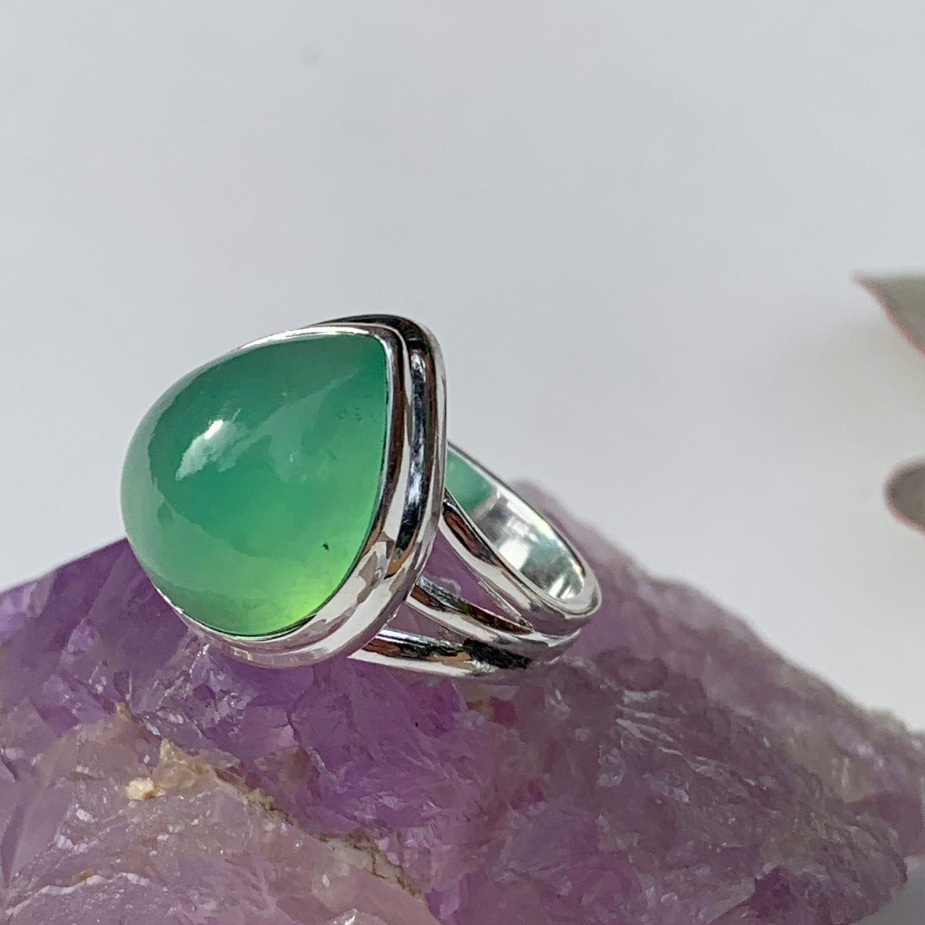 Vibrant Chrysoprase Sterling Silver Gemstone Ring (Size 6.5) #3 - Earth Family Crystals