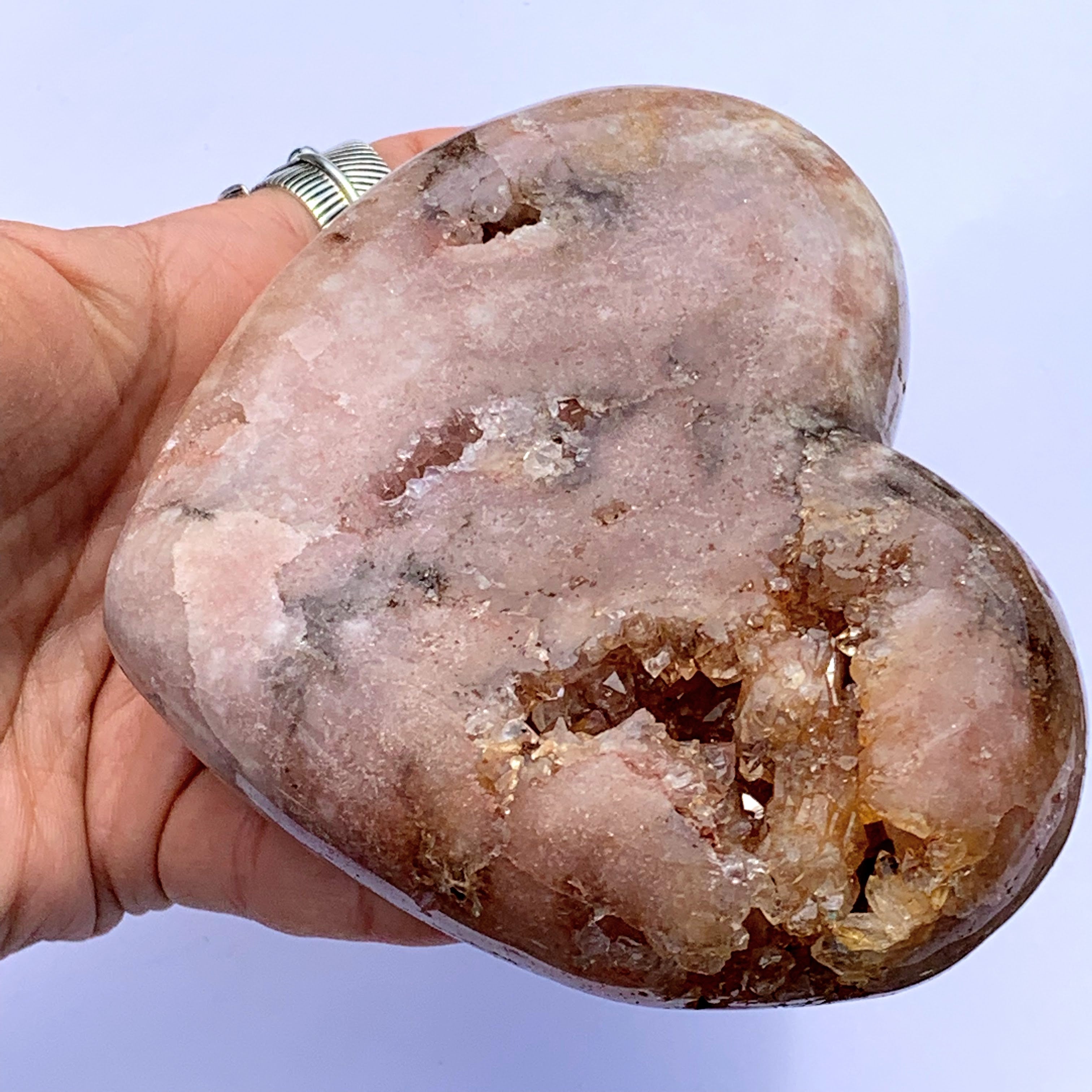XL Chunky Gorgeous Pink Amethyst Geode Druzy Love Heart - Earth Family Crystals