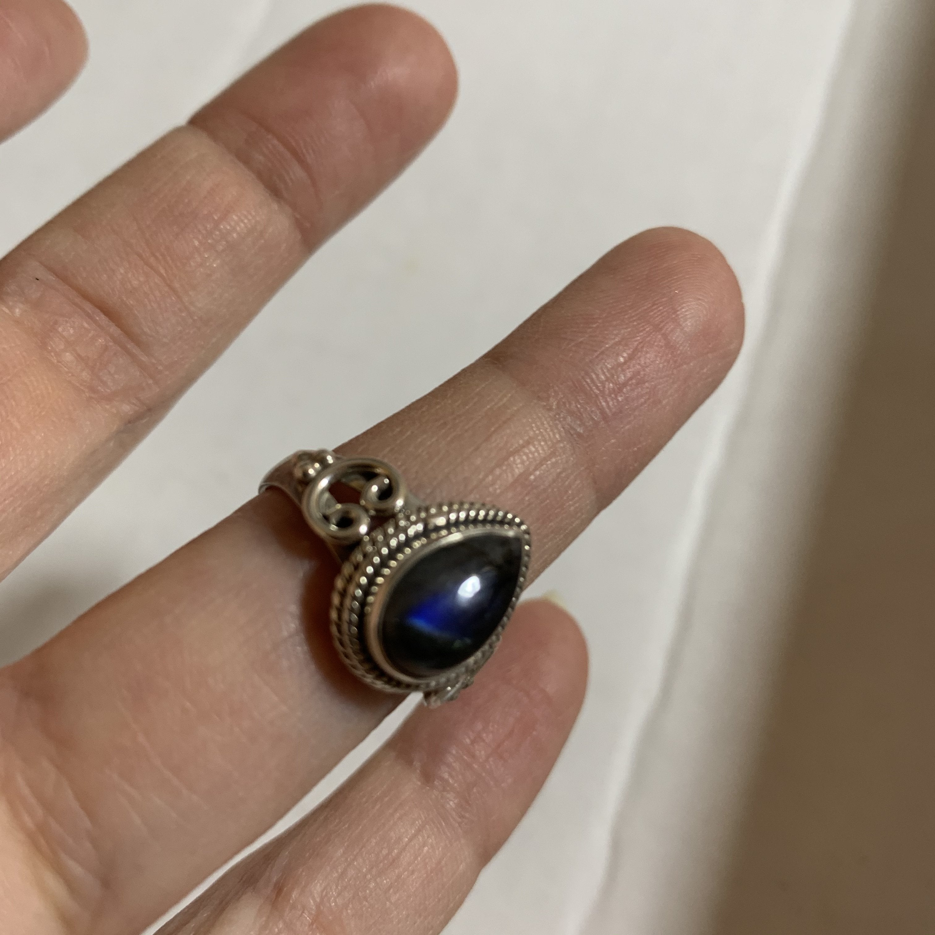 Deep Blue Labradorite Sterling Silver Ring (Size 7) - Earth Family Crystals