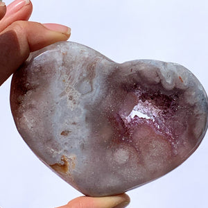 Sparkly Pink Amethyst Geode Druzy Love Heart Carving