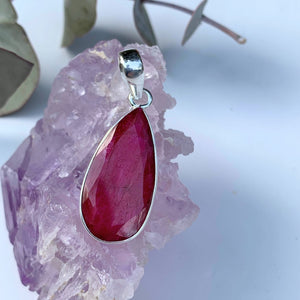 Pretty Lush Ruby Pendant in Sterling Silver (Includes Silver Chain)#2 - Earth Family Crystals